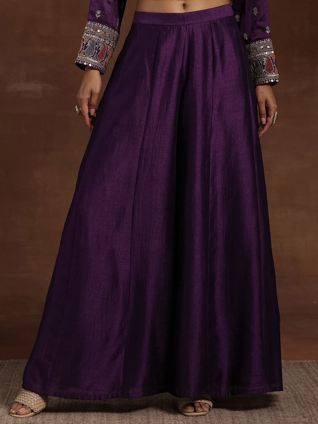 Dhiyona LL Ethnic Motifs Embroidered Sequinned Kurta With Palazzos & Dupatta