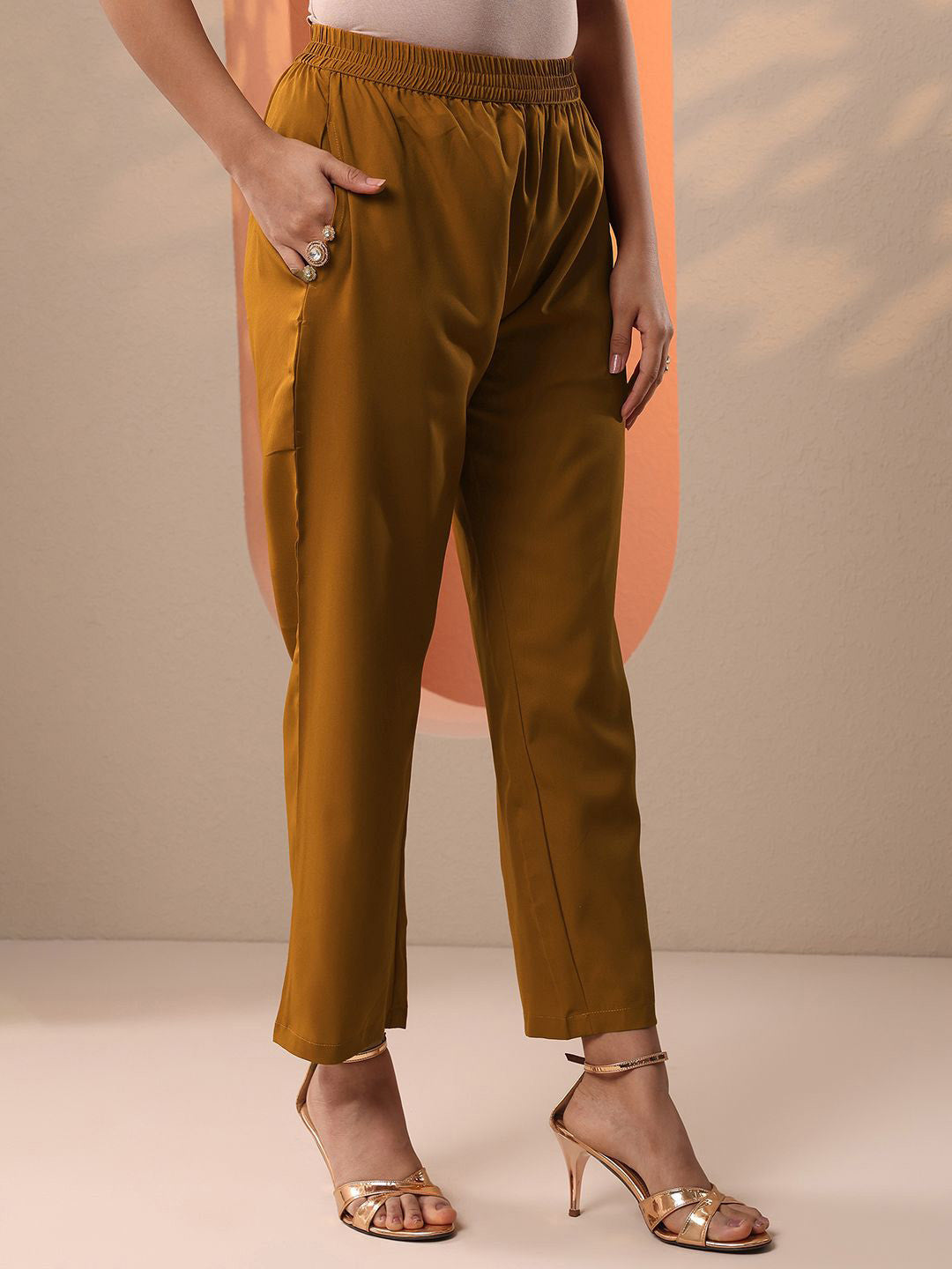 Ethnic Motifs Woven Design Round Neck Zari Kurta With Trousers & Dupatta
