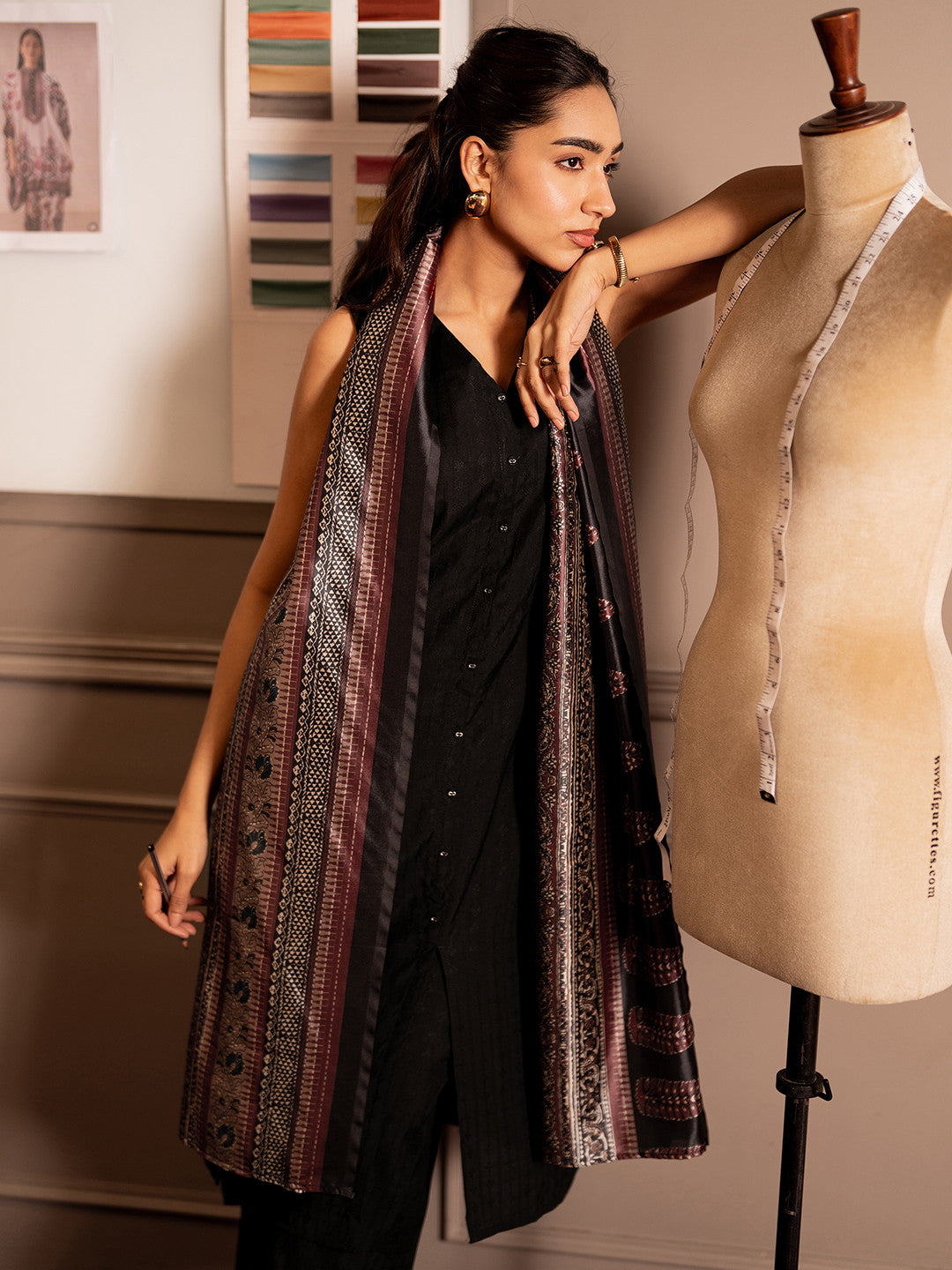 Women Striped Solid Kurta with Palazzos & Dupatta