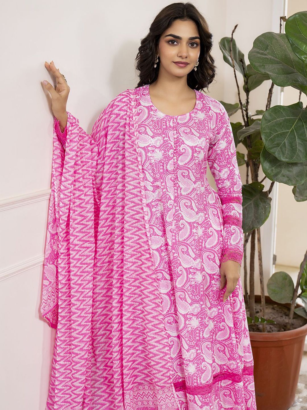 Dhiyona KL Paisley Printed Pure Cotton Kurta with Trouser & Dupatta