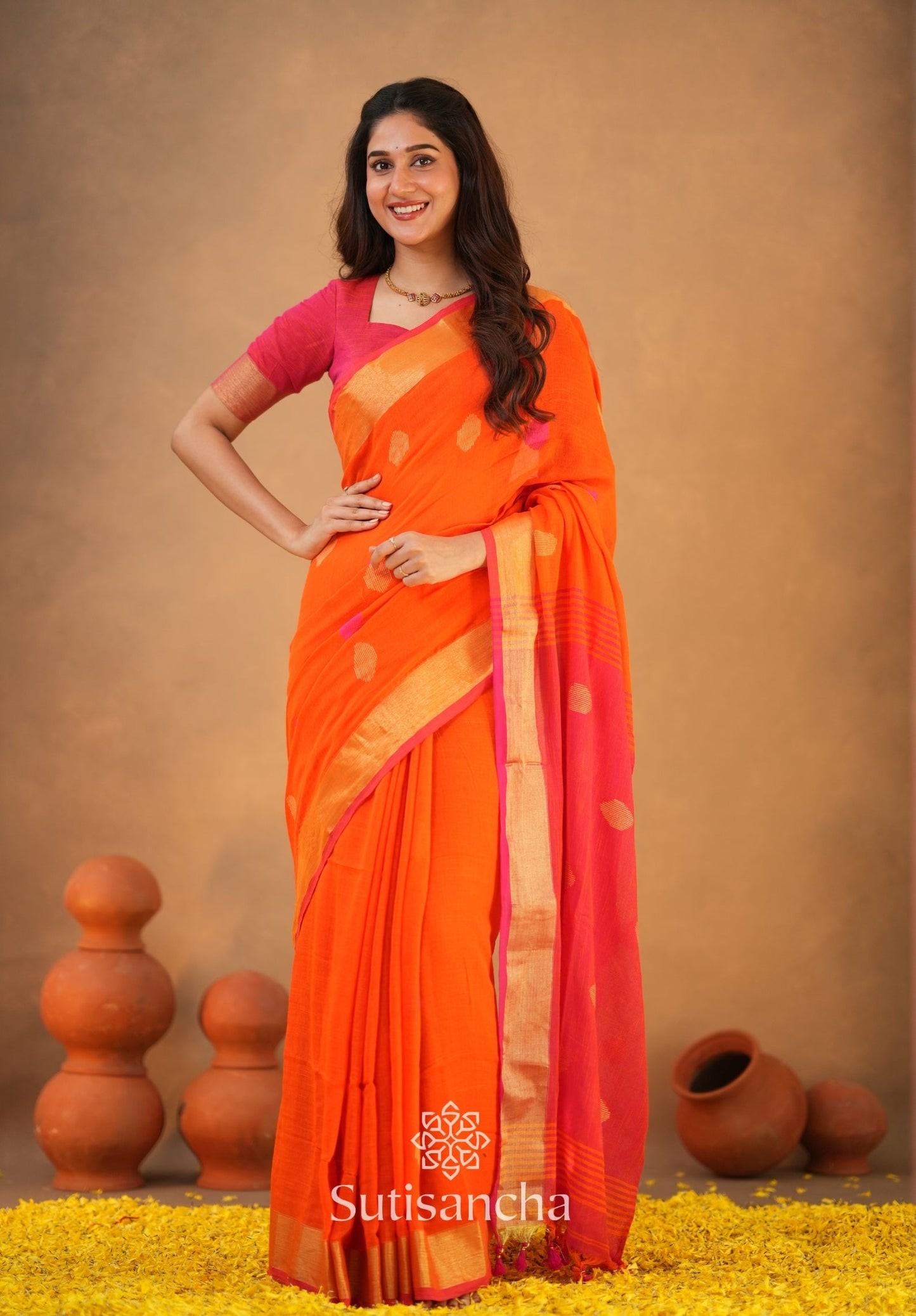 Dhiyona SS Sutisancha Woven Heritage Handloom Cotton Saree