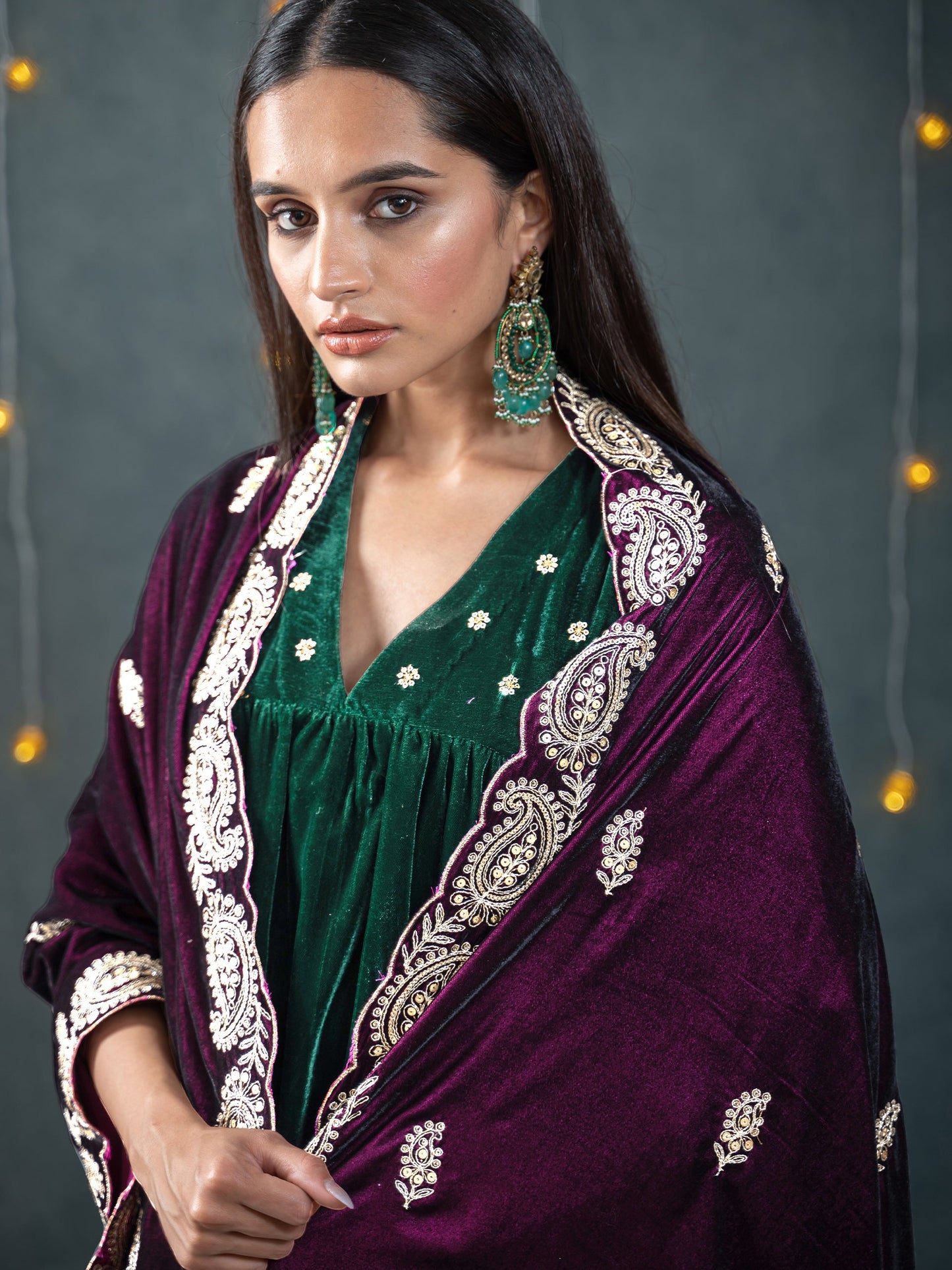 Dhiyona ST Velvet Wine Shawl
