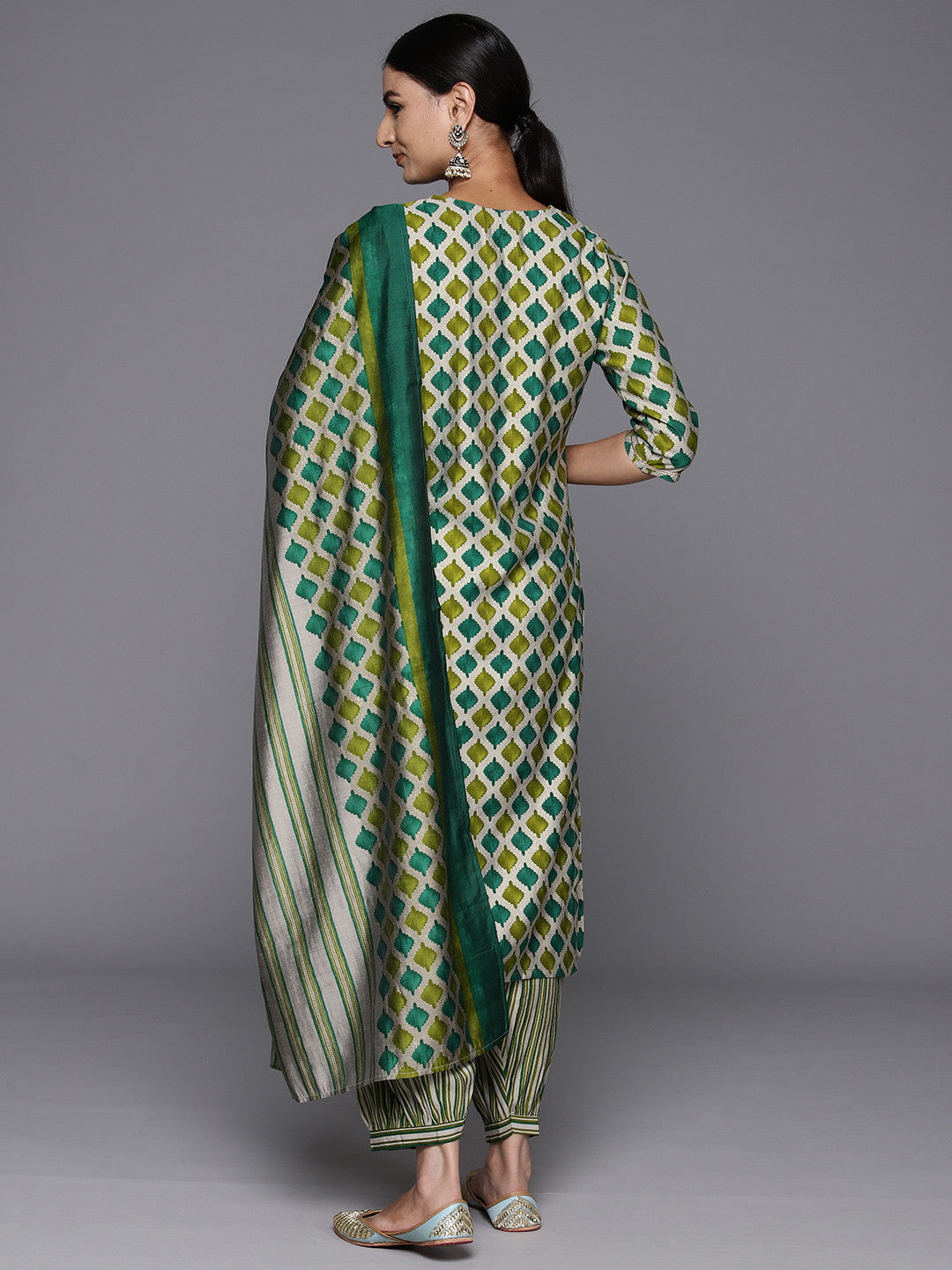 Women Yoke Design Regular Sequinned Kurta with Salwar & With Dupatta