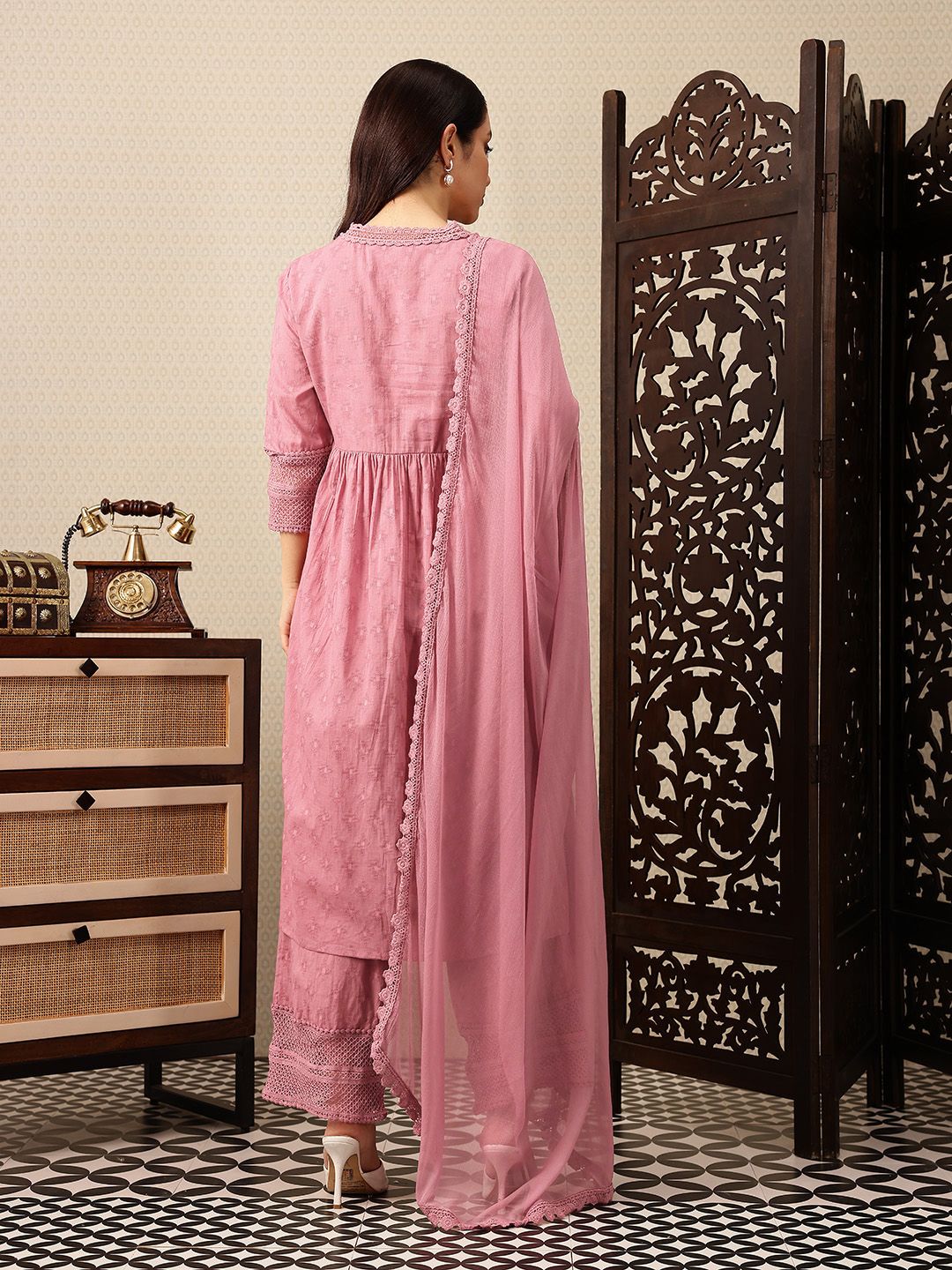 Dhiyona PD Women Empire Pure Cotton Jashn Kurta with Palazzos & Dupatta