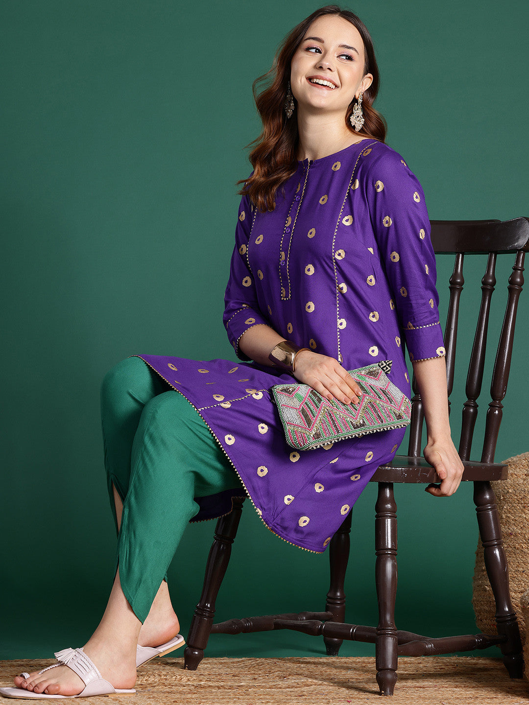 Ethnic Motifs A-Line Kurta Set