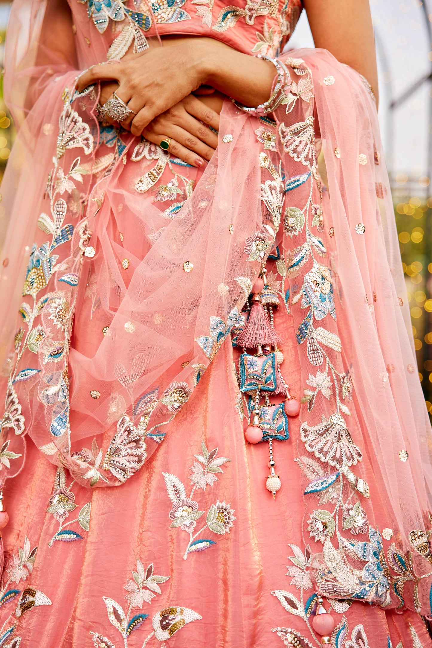 Orange colour Orange with Sequinse & Thread embroidery Lehenga choli & Dupatta