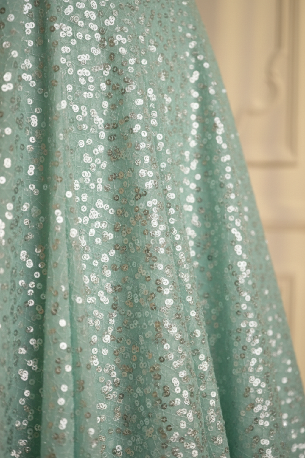 Dhiyona ST 3 pc Set - Candy Mint Sequin Lehenga with Dupatta with Blouse Fabric