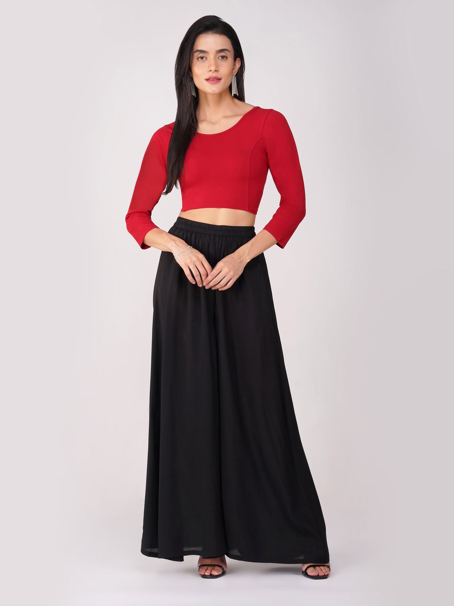 Dhiyona ST Women's ComfortEase 4-Way Stretch Red Long Sleeve Blouse