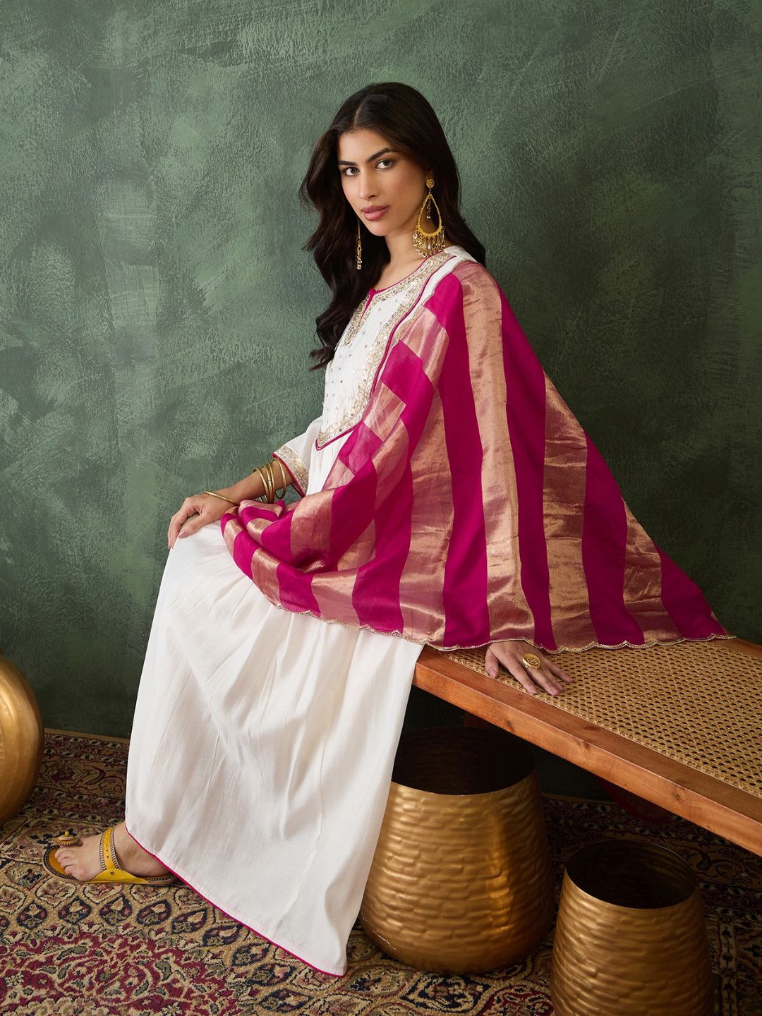 Dhiyona KL Women Embroidered A-Line Republic Day Kurta Set