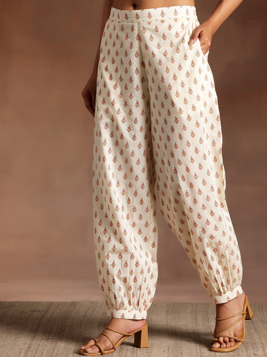 Floral Printed Thread Work Pure Cotton Straight Kurta With Salwar