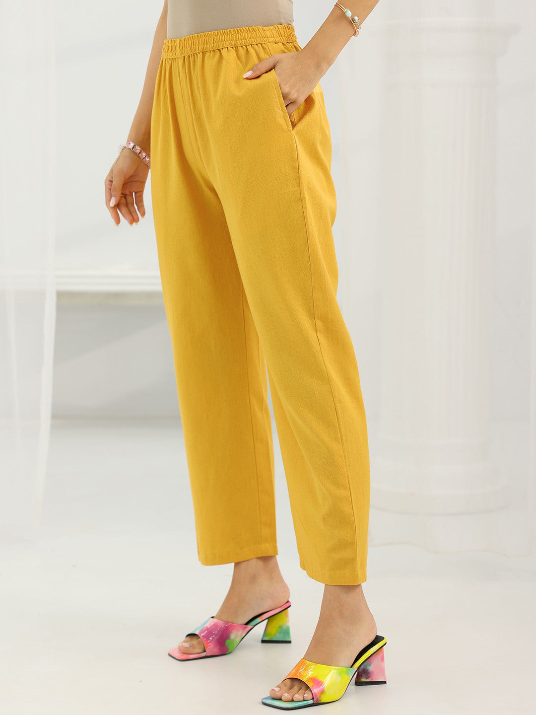Yoke Design Thread Work Kurta With Trousers And Dupatta
