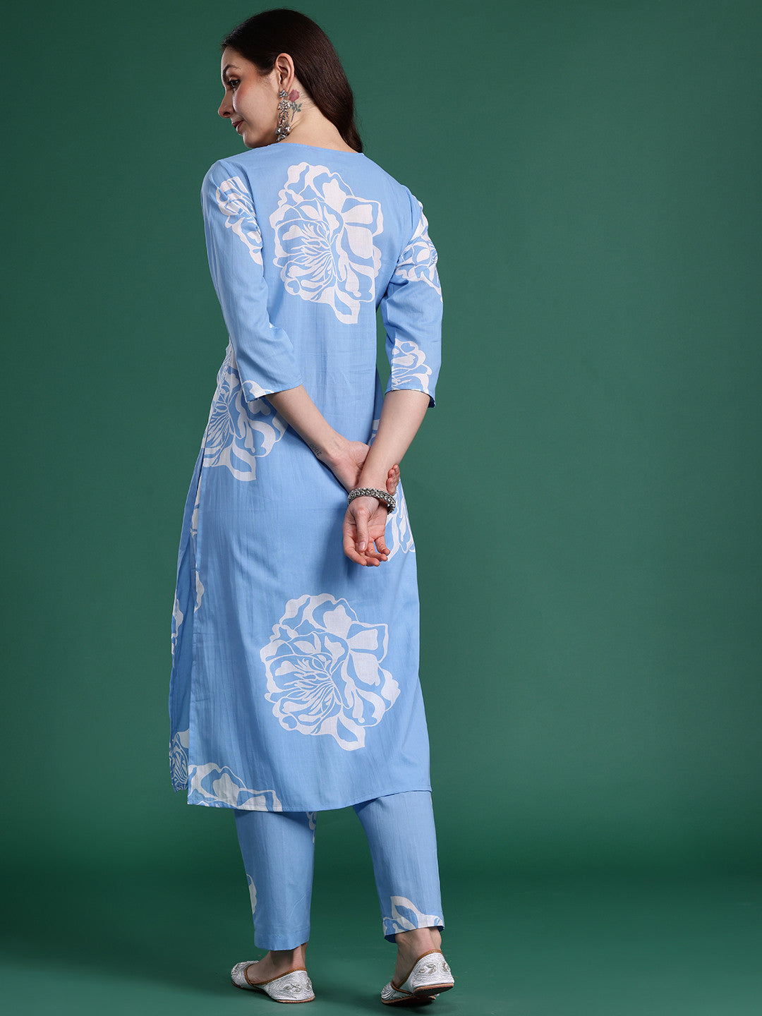 Floral Printed Regular Pure Cotton Kurta with Trousers