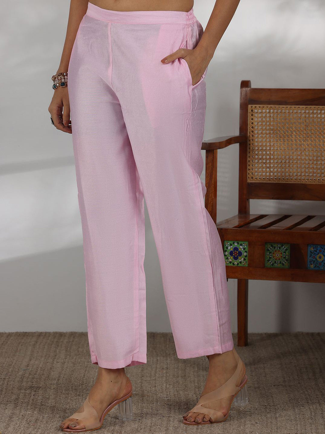Floral Printed V-Neck Straight Kurta with Trouser & Dupatta