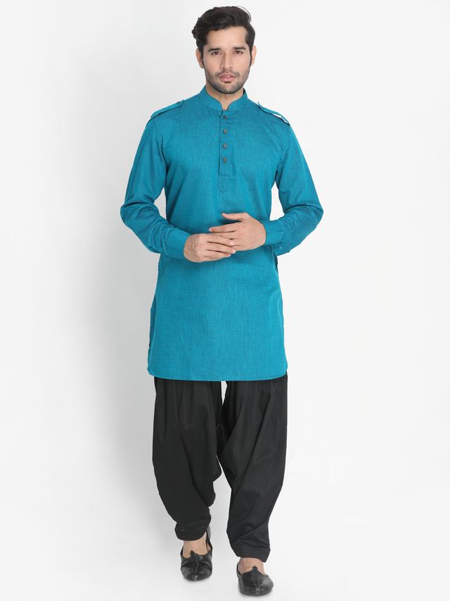 Men's Black Cotton Blend Pyjama