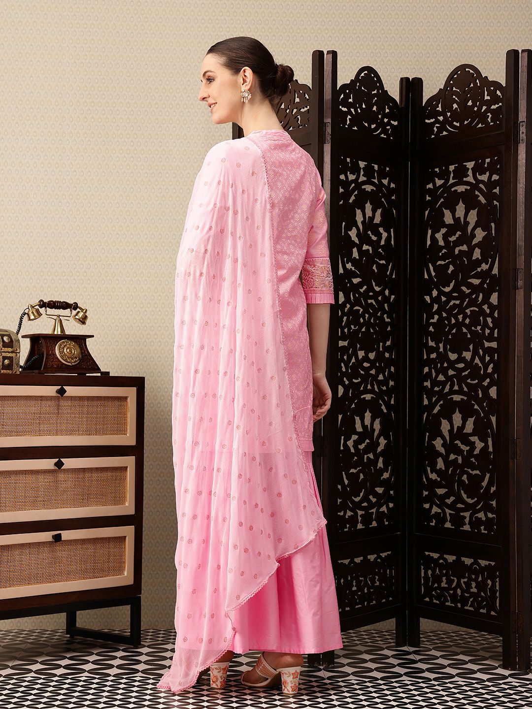 Dhiyona HOP Indie-Floral Foil Printed Jashn Kurta with Sharara & Dupatta