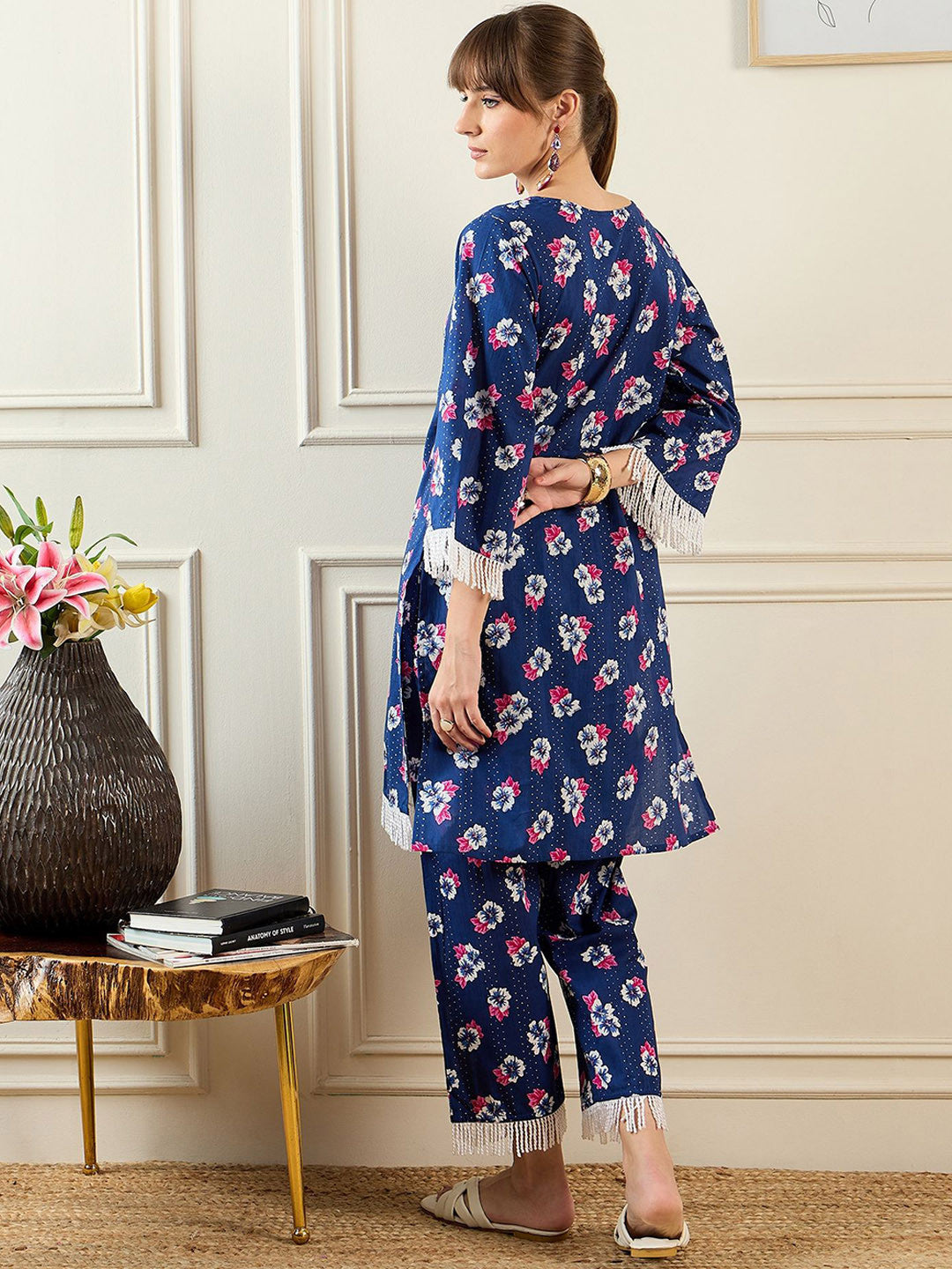 Women Floral Printed Regular Pure Cotton Kurta with Trousers
