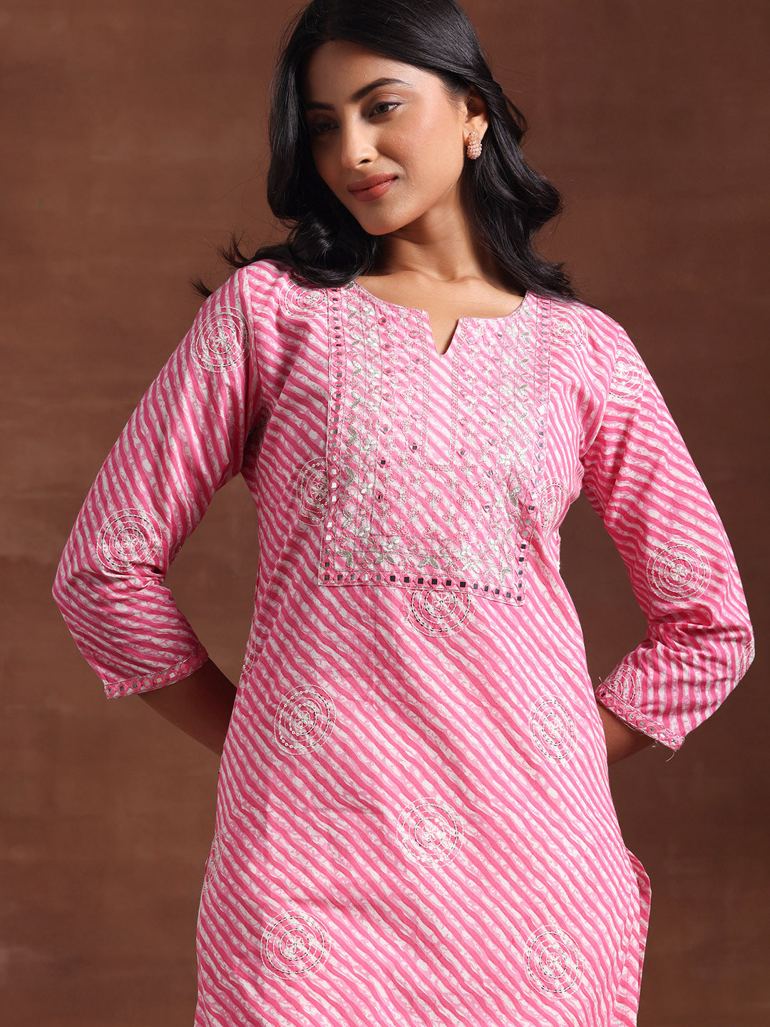 Printed Regular Mirror Work Pure Cotton Kurta with Trouser