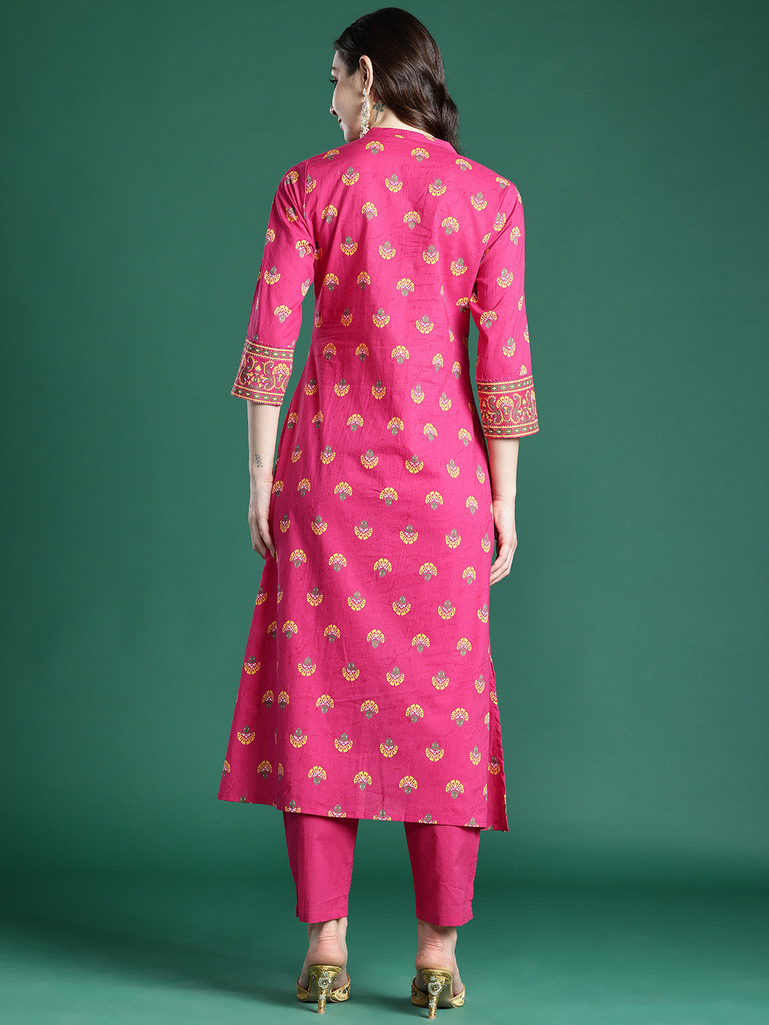 Ethnic Motifs Printed Pure Cotton Kurta with Trousers