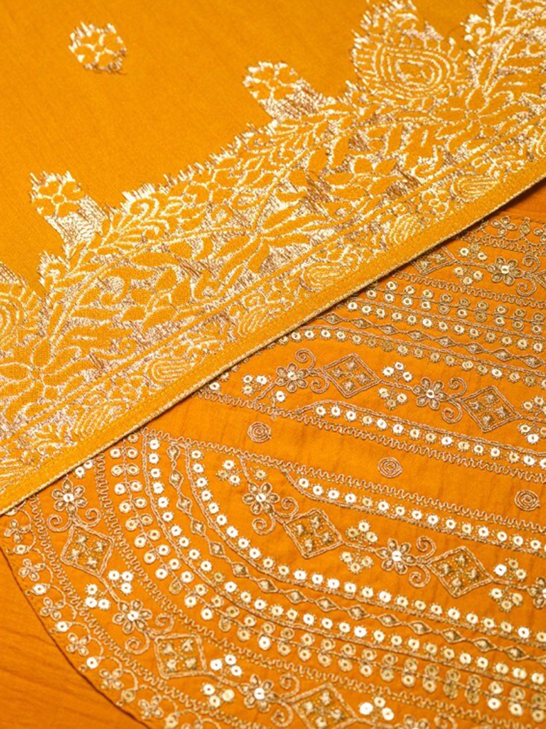 Dhiyona OD Yellow Ethnic Motifs Straight Kurta & Trousers With Dupatta