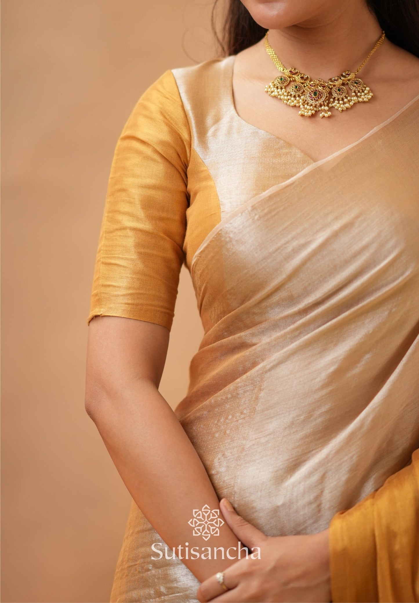 Dhiyona SS Regal Split Elegance Handloom Tissue Cotton Saree