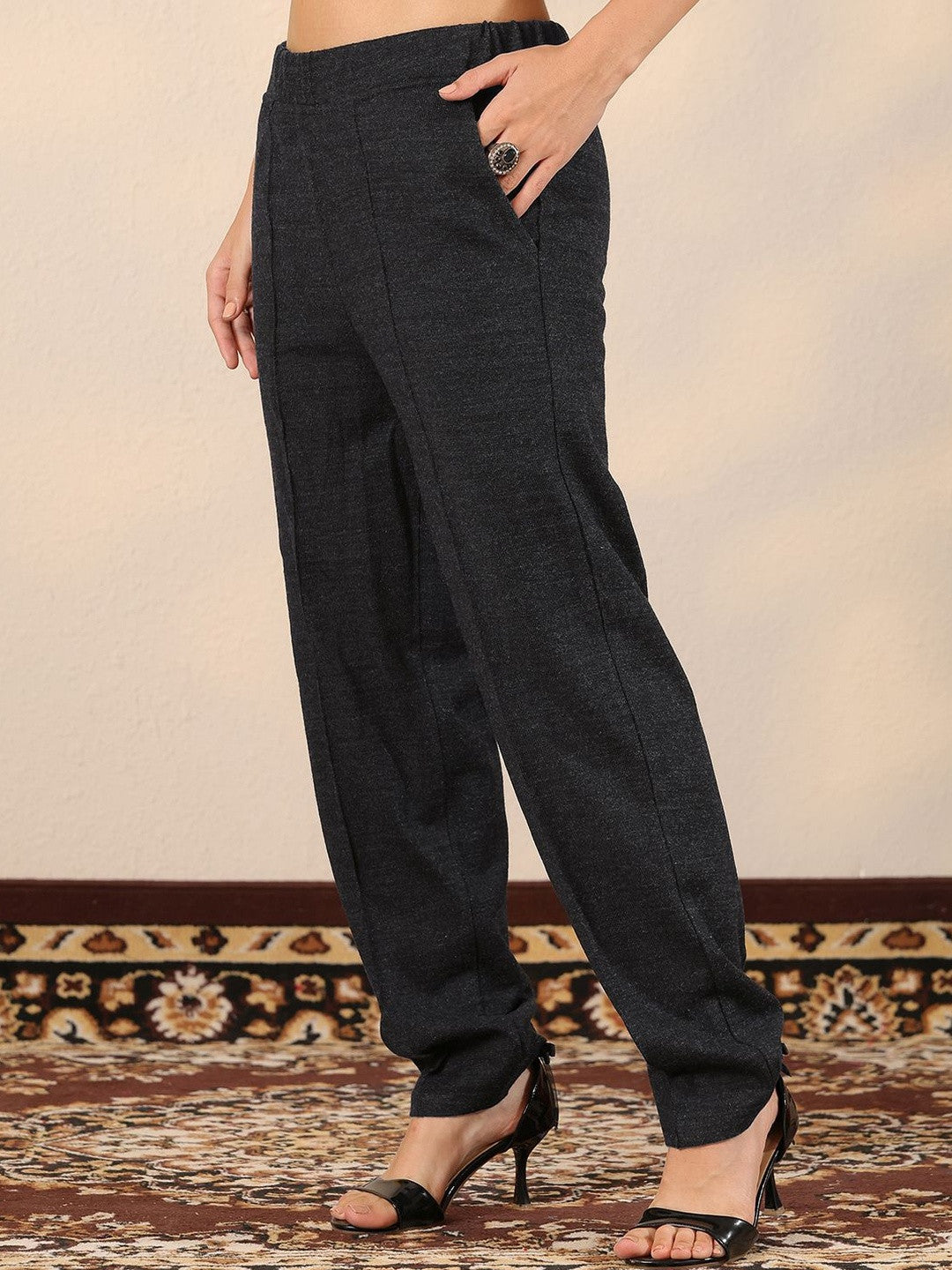 Ethnic Motifs Embroidered Mandarin Collar Thread Work Kurta With Trousers & Dupatta