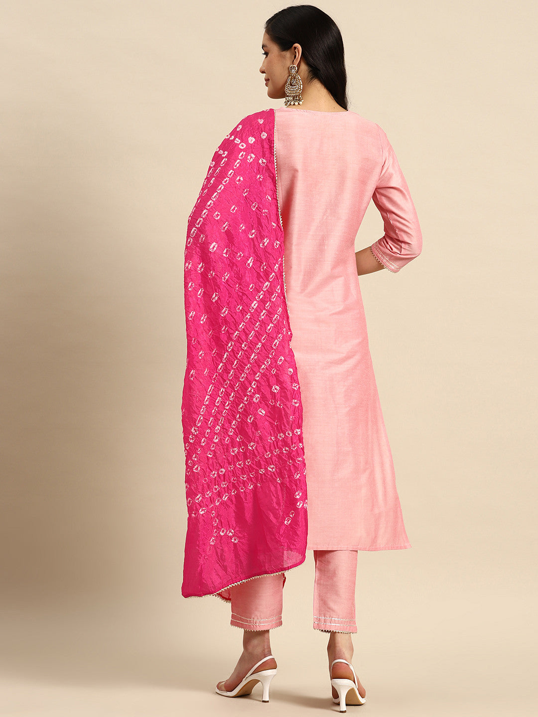 Floral Embroidered Sequinned Pure Cotton Kurta with Trousers & Dupatta