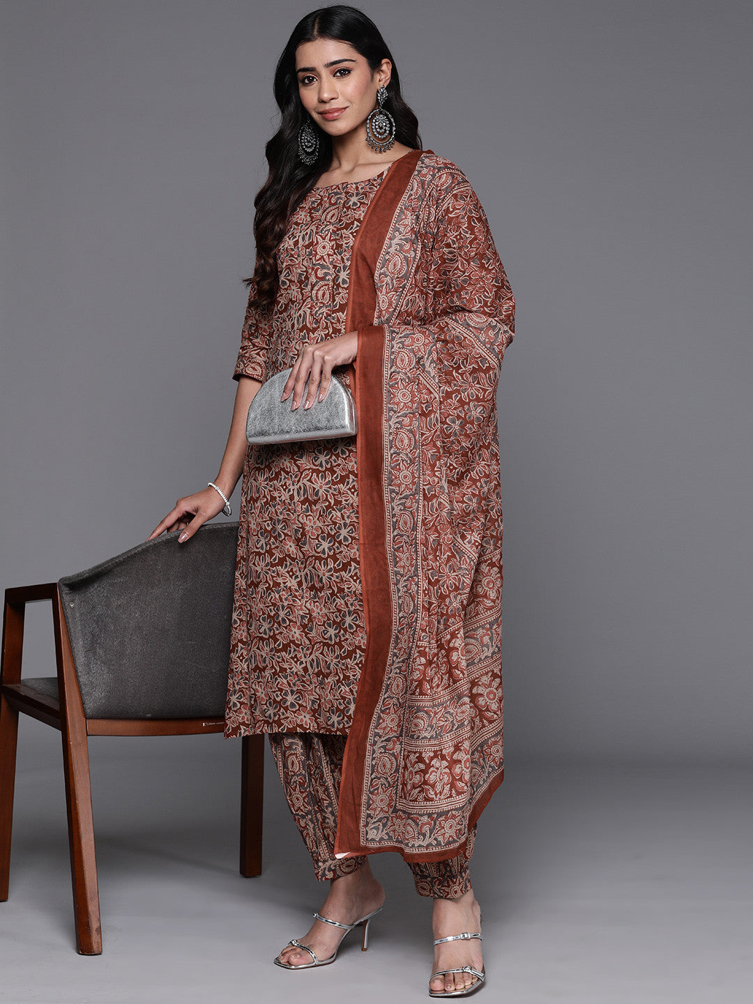 Floral Printed Pure Cotton Kurta with Salwar & Dupatta