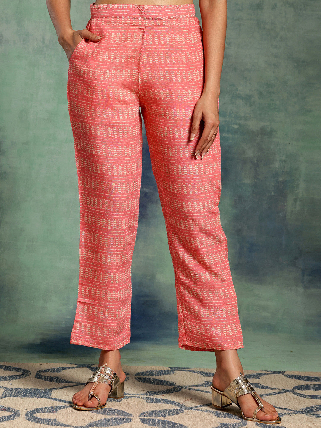 Women Ethnic Motifs Printed Regular Thread Work Kurta with Trousers