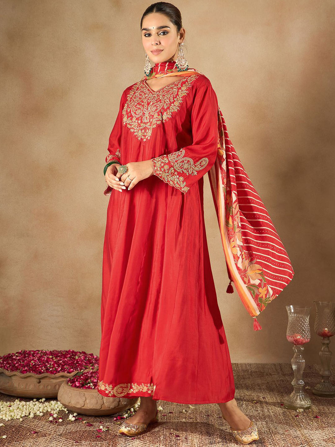 Women Ethnic Motifs Embroidered Empire Kurta with Trousers & Dupatta
