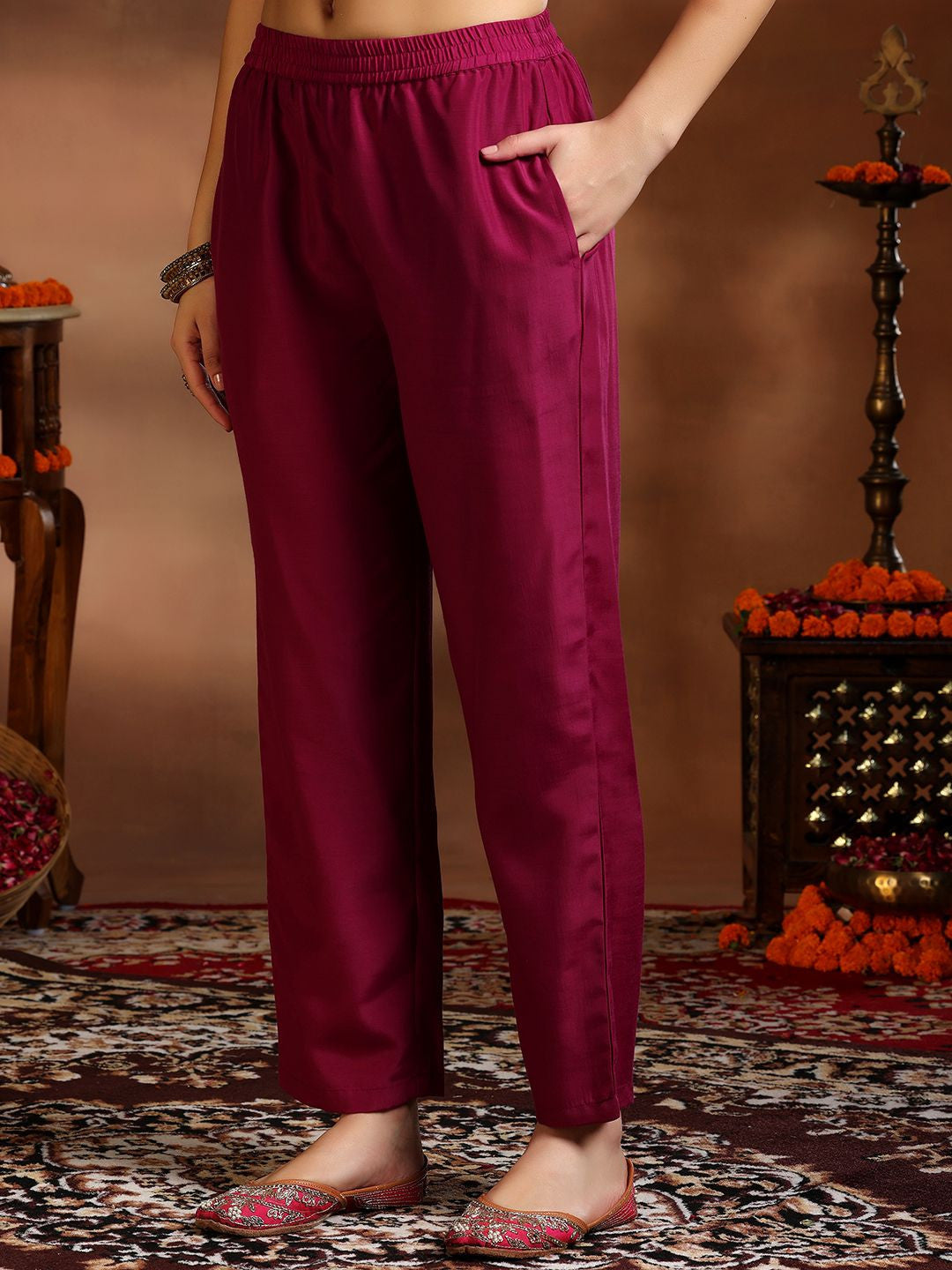 Women Ethnic Motifs Regular Kurta with Trousers & With Dupatta