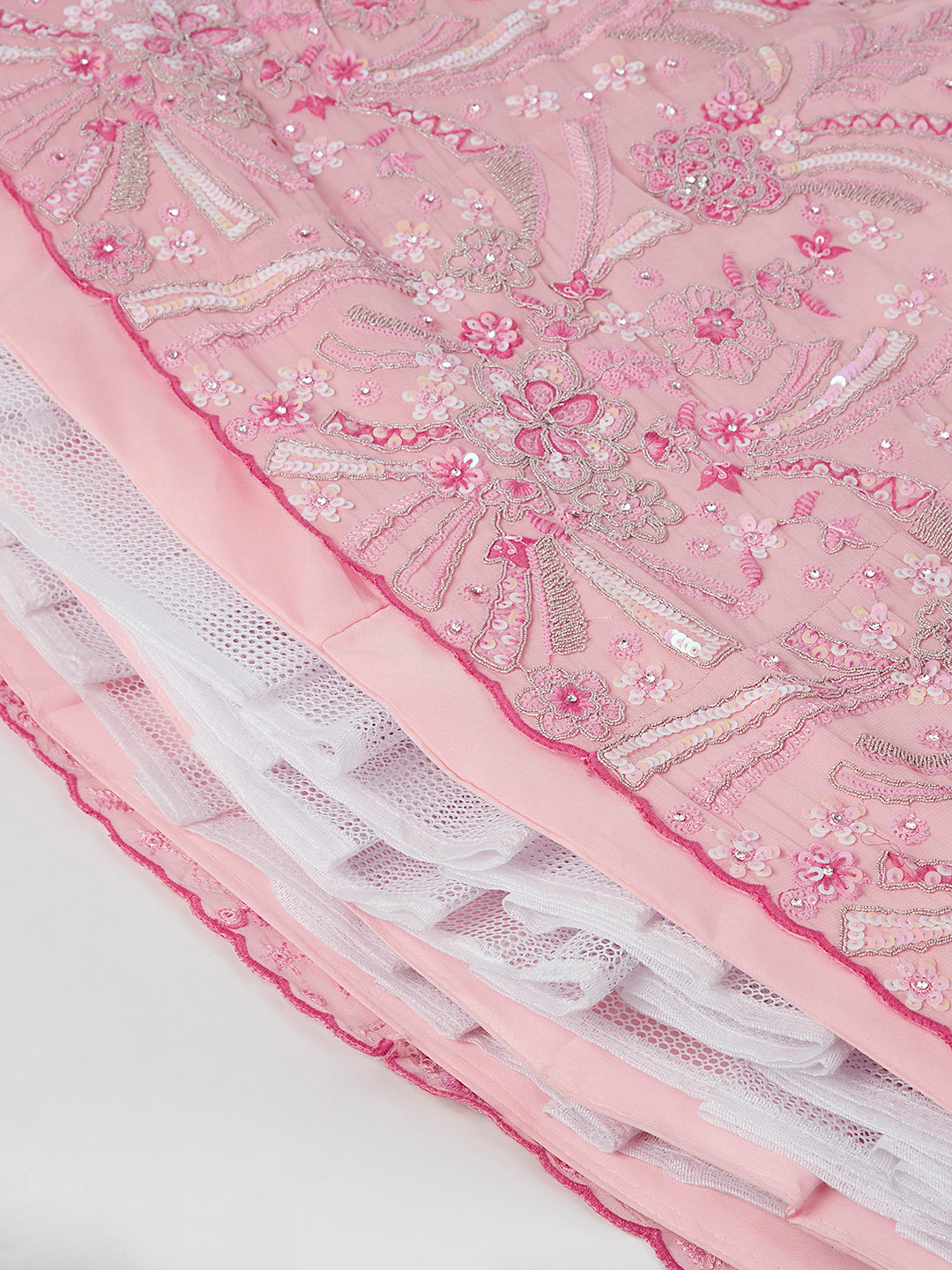 Women Pink Georgette Sequins and thread embroidery Lehenga choli & Dupatta