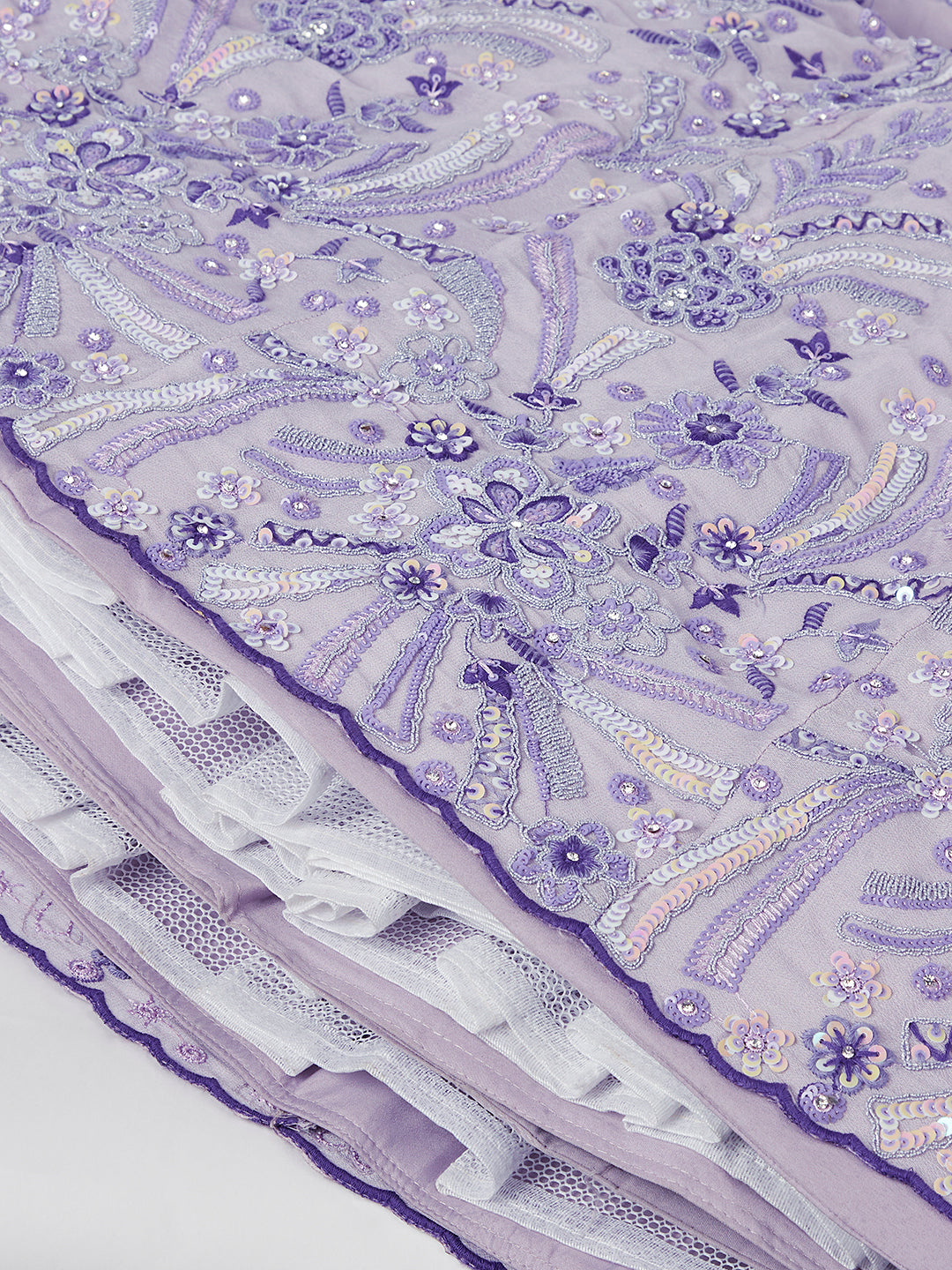 Women Lavender Georgette Sequins and thread embroidery Lehenga choli & Dupatta
