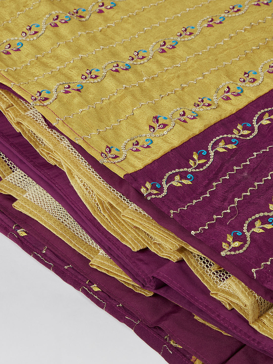 Women Burgundy Chiffon Position print with Sequins embroidery Lehenga choli & Dupatta