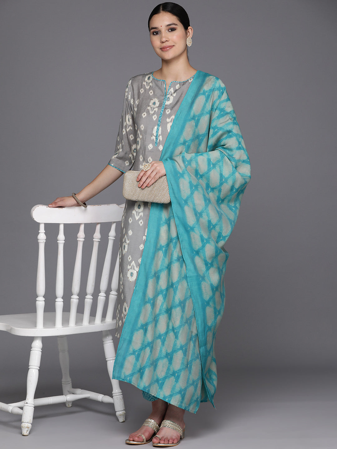 Printed Regular Kurta with Trousers & With Dupatta