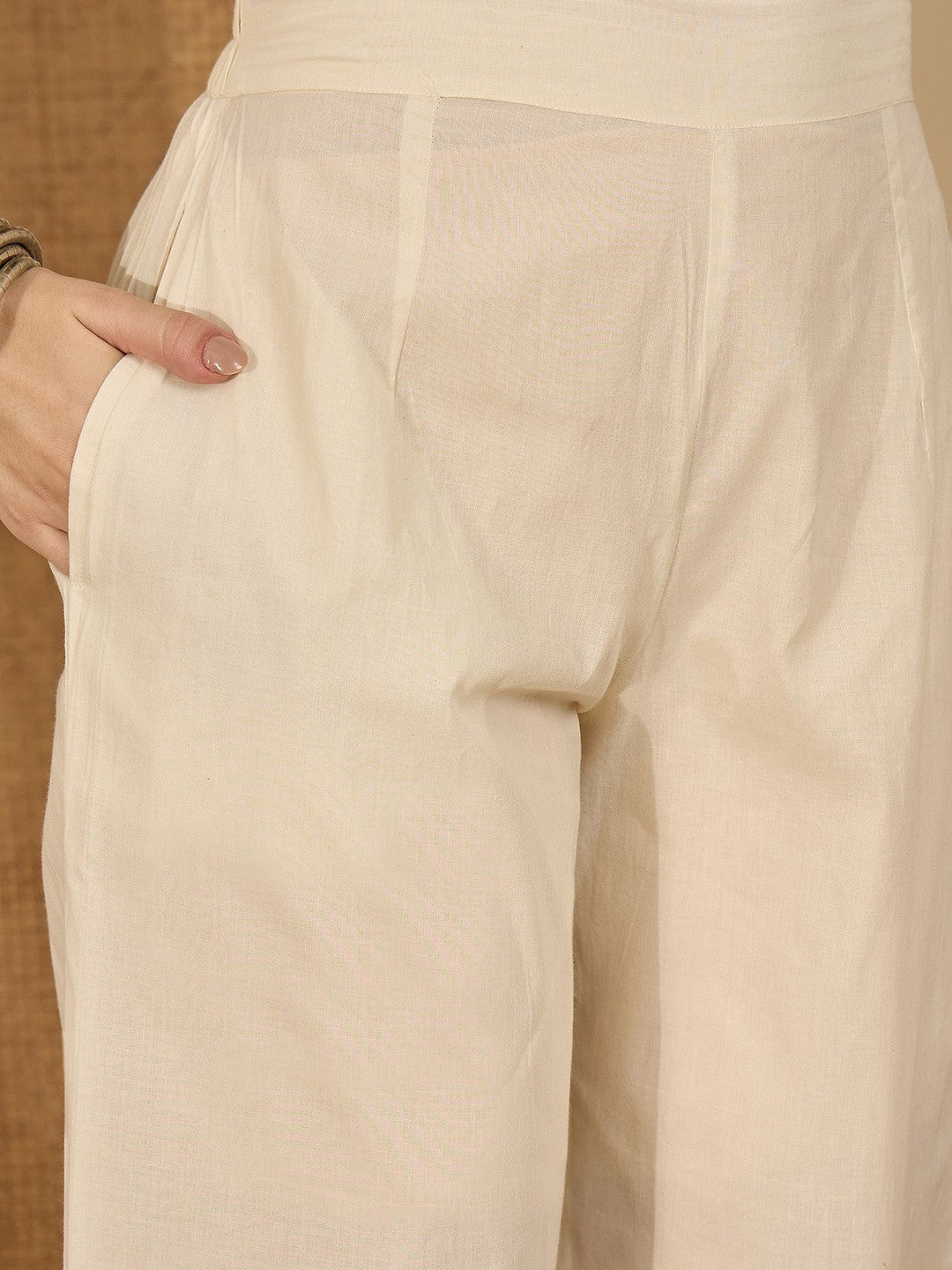 Women Ethnic Motifs Embroidered Regular Thread Work Pure Cotton Kurta with Trousers & With Dupatta