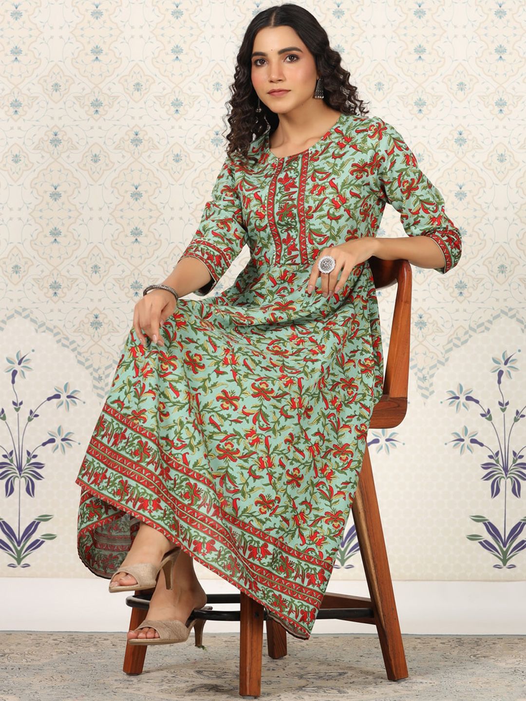 Dhiyona OD Floral Printed Anarkali Kurta