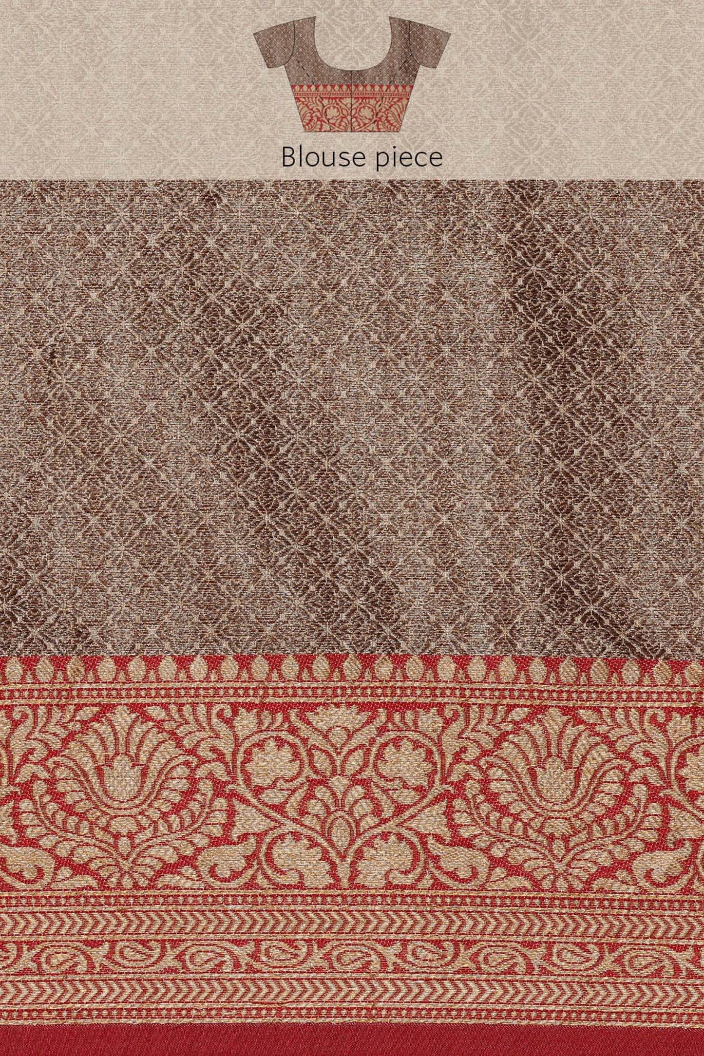 Dhiyona GR Women's Aarya Latte Beige Zari Woven Design Banarasi Pure Cotton Saree