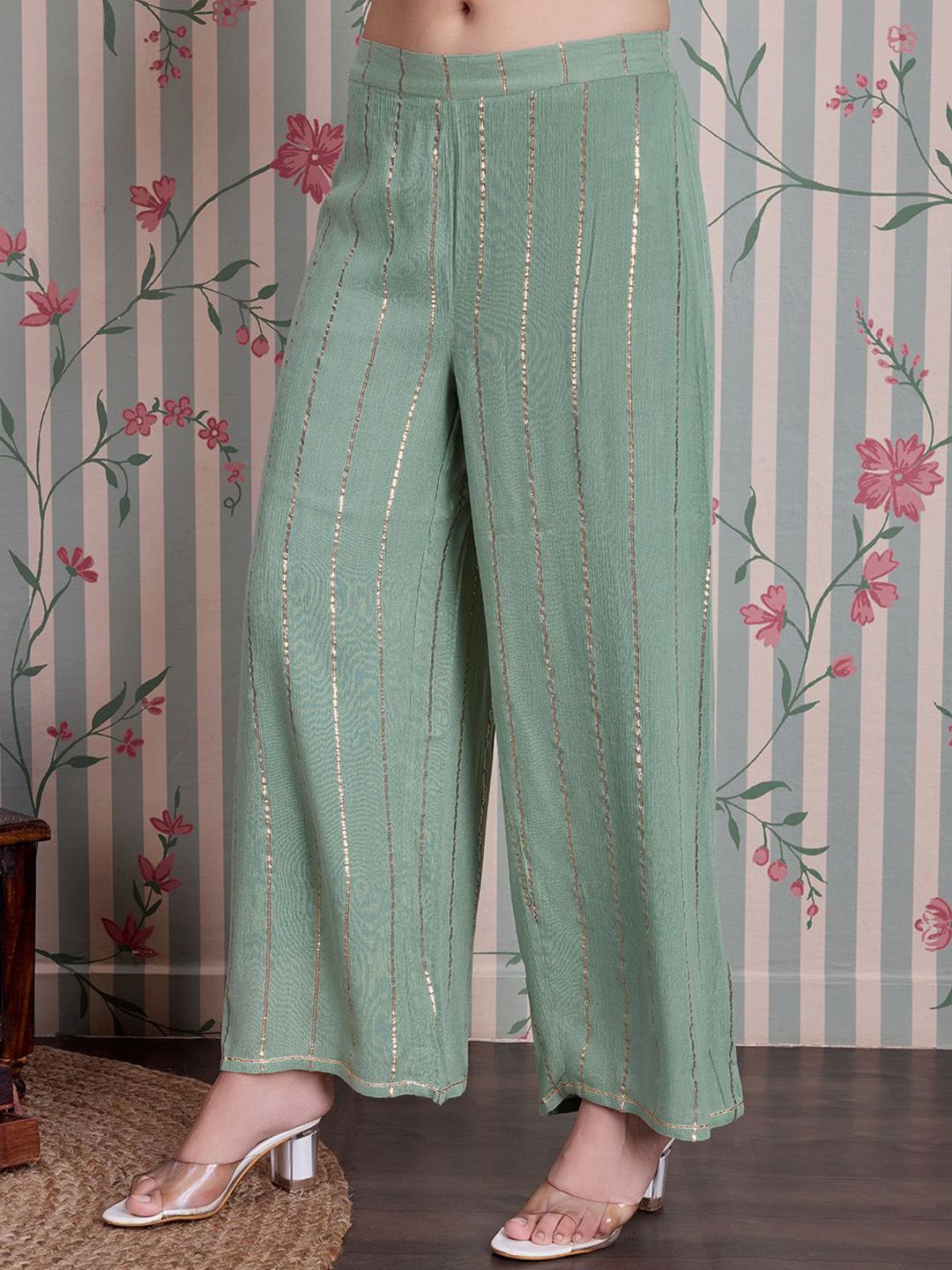 Dhiyona OD Striped Straight Kurta with Palazzos