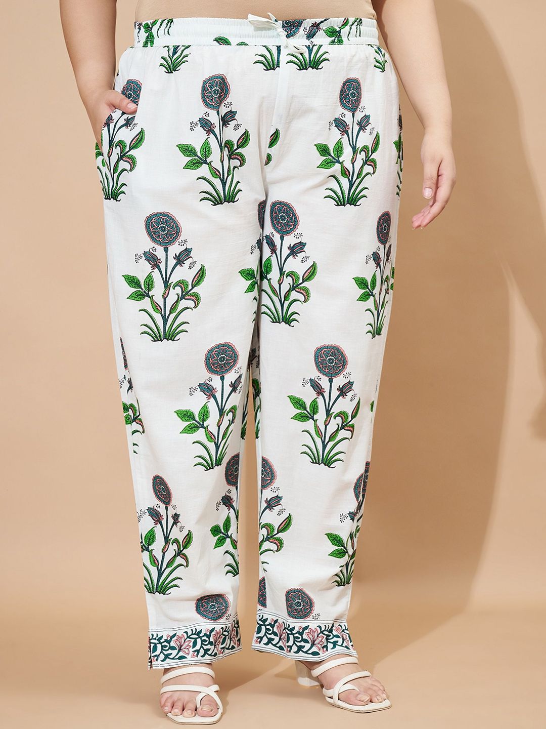 Dhiyona KL Floral Printed Pure Cotton Straight Kurta With Palazzos And Dupatta