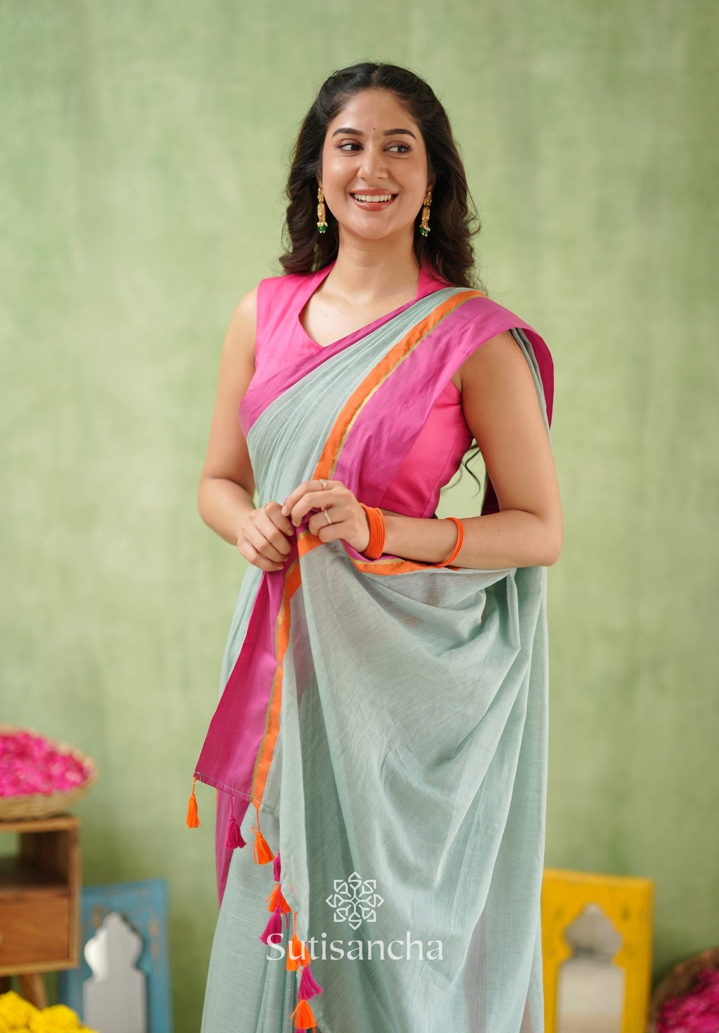 Dhiyona SS Pink Poise Pure Cotton Saree