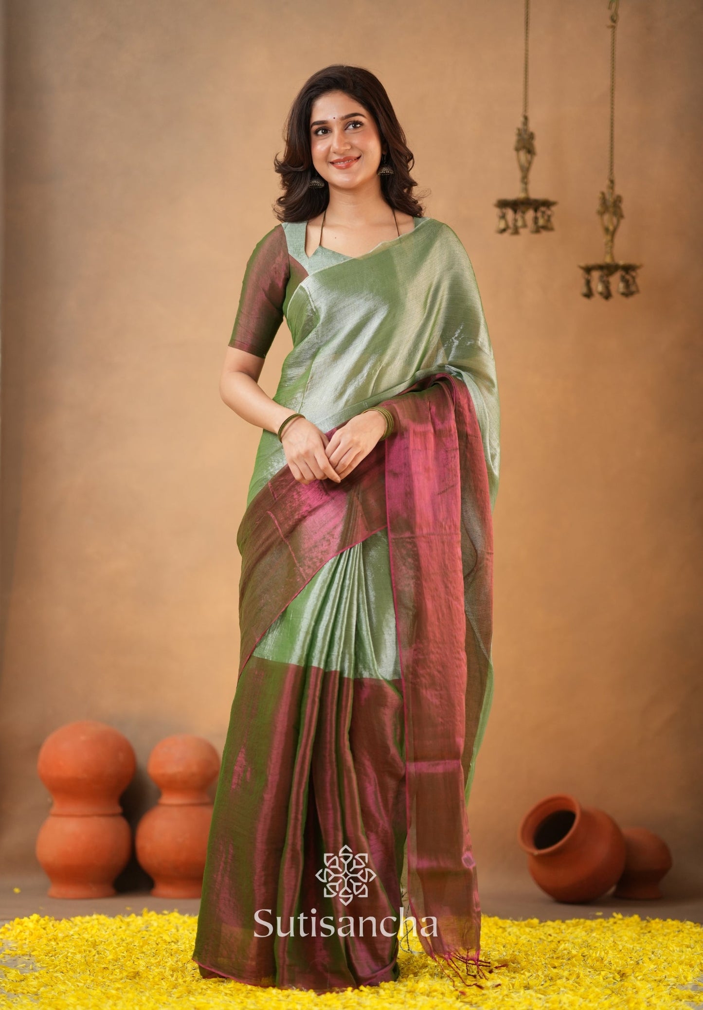 Dhiyona SS Regal Split Elegance Handloom Tissue Cotton Saree