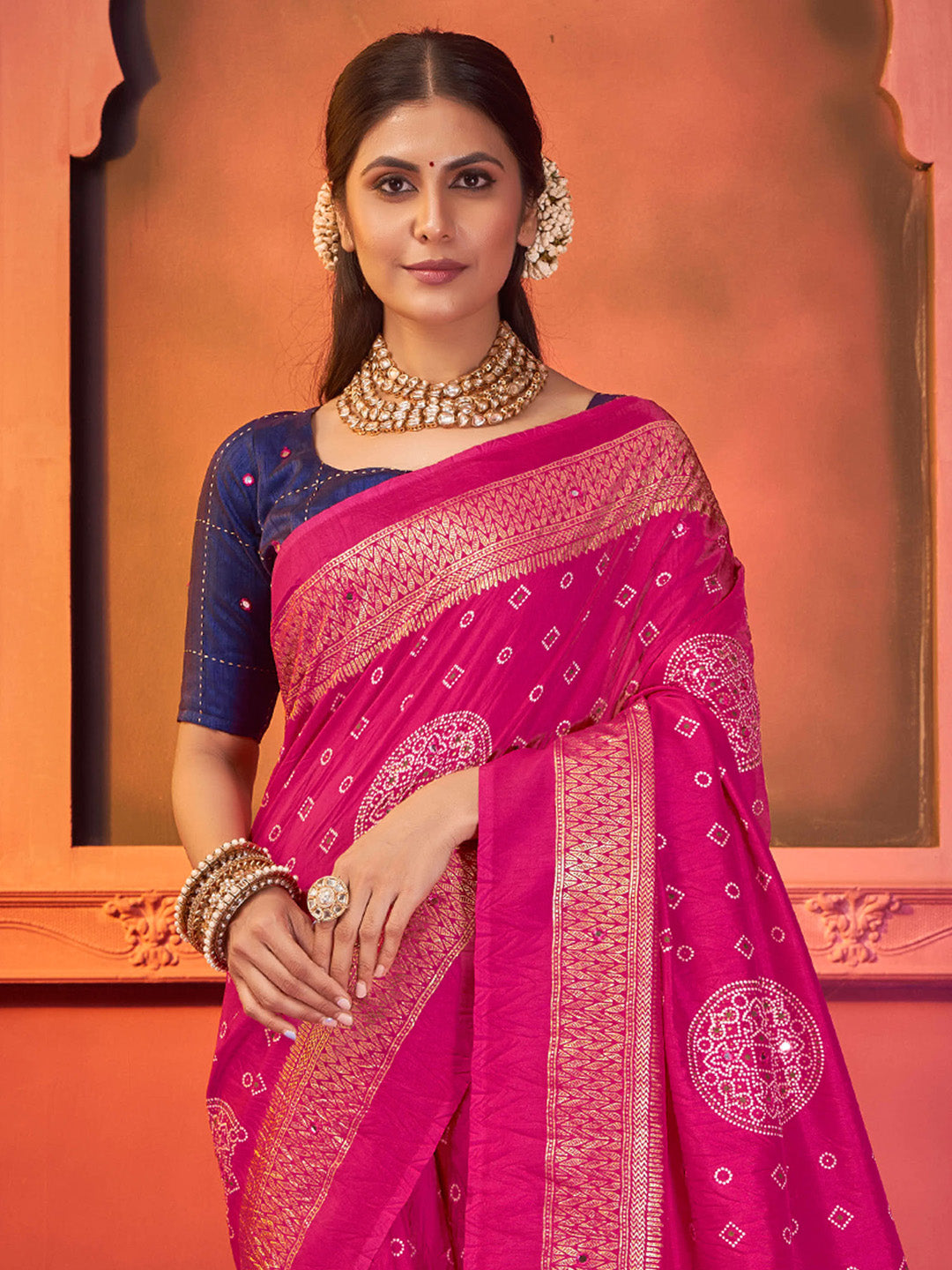 Women's Tussar Silk Navy Blue Embellished Designer Saree With Blouse Piece