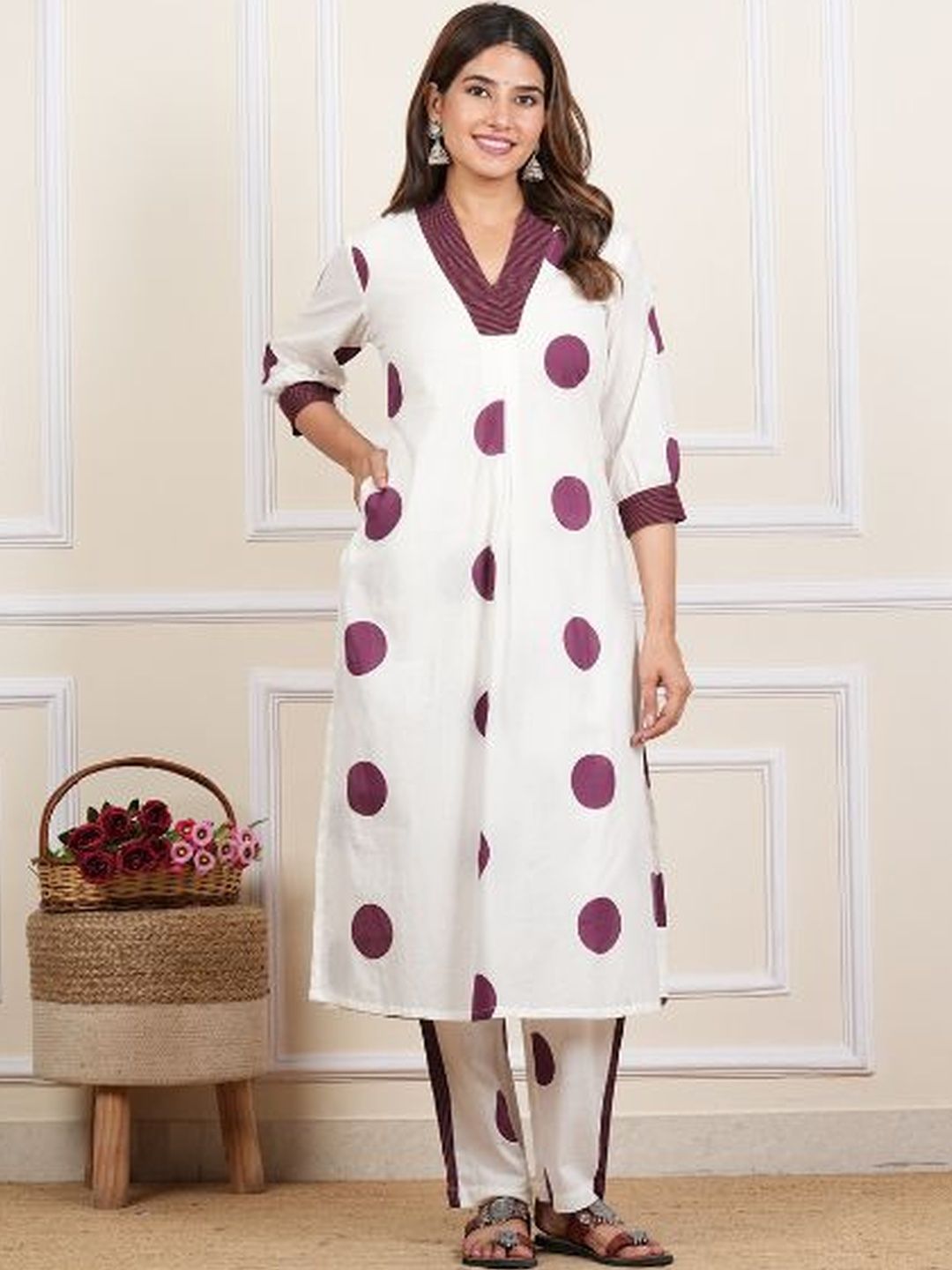 Dhiyona KL Women Printed Regular Pure Cotton Kurta with Trousers & With Dupatta