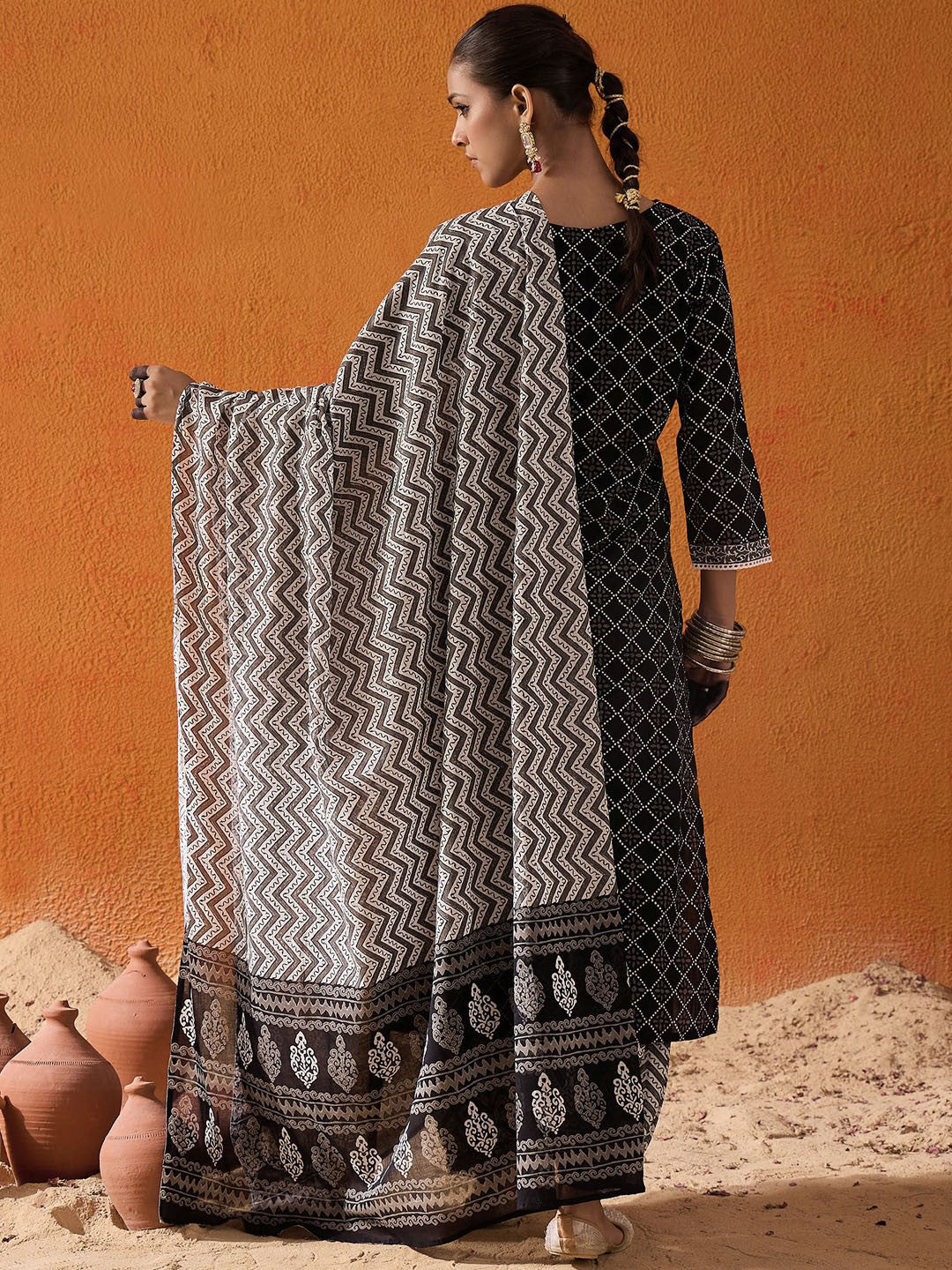 Printed Regular Pure Cotton Kurta with Salwar & Dupatta
