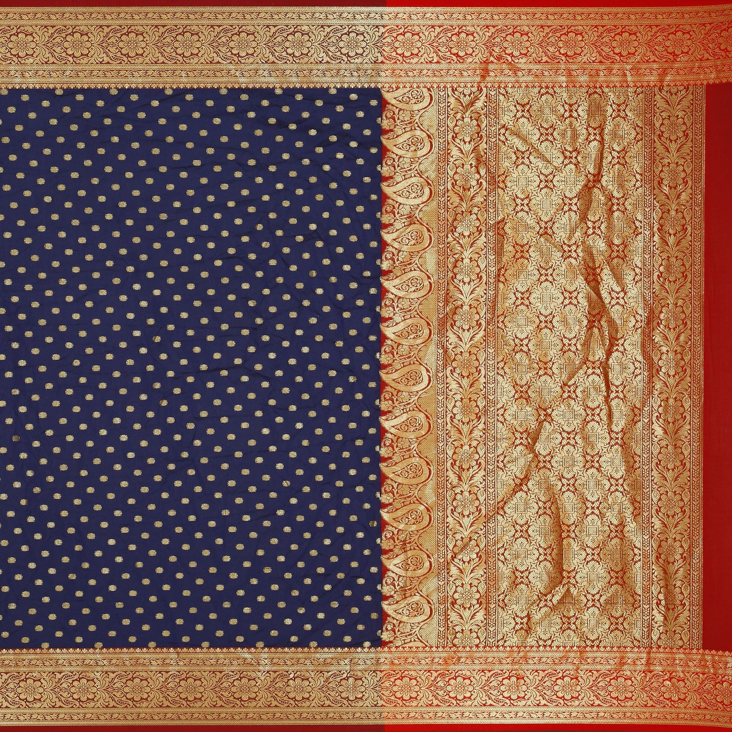 Dhiyona GR Women's Dhruvi Navy Cotton Silk Banarasi Booti Saree