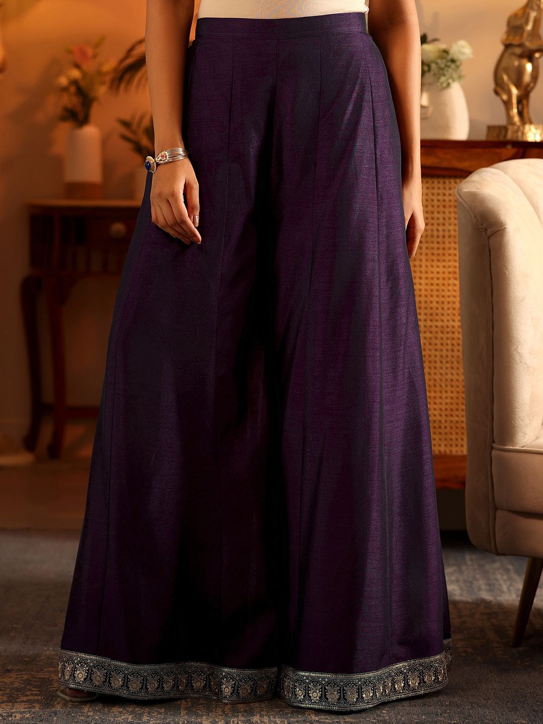 Dhiyona LL Ethnic Motifs Embroidered Sequnnied Straight Kurta With Sharara & Dupatta