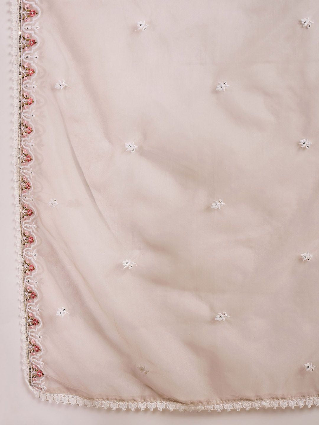 Embroidered Kurta With Trousers & Embroidered Dupatta