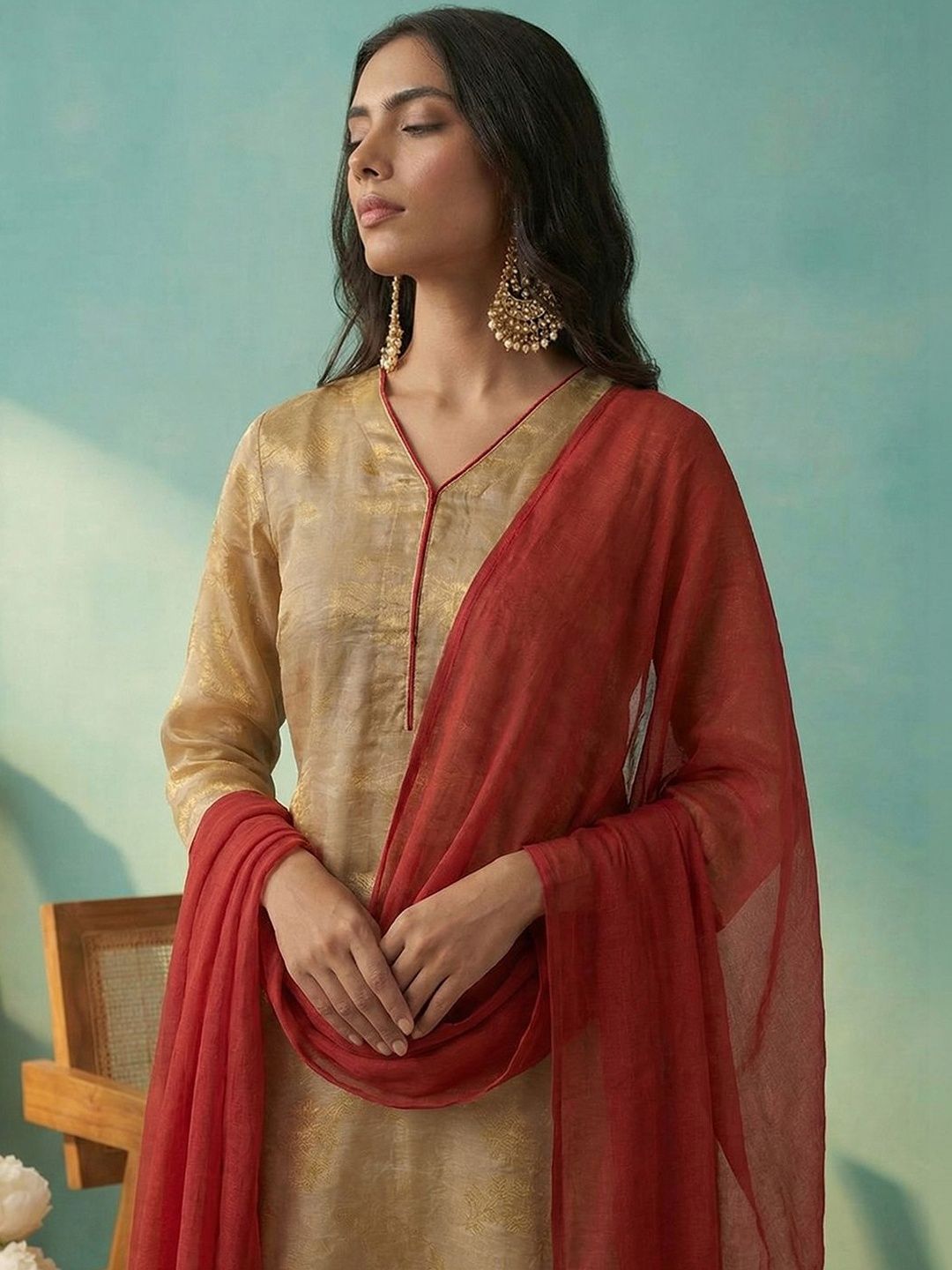 Dhiyona CH Women Regular Kurta with Trousers & With Dupatta