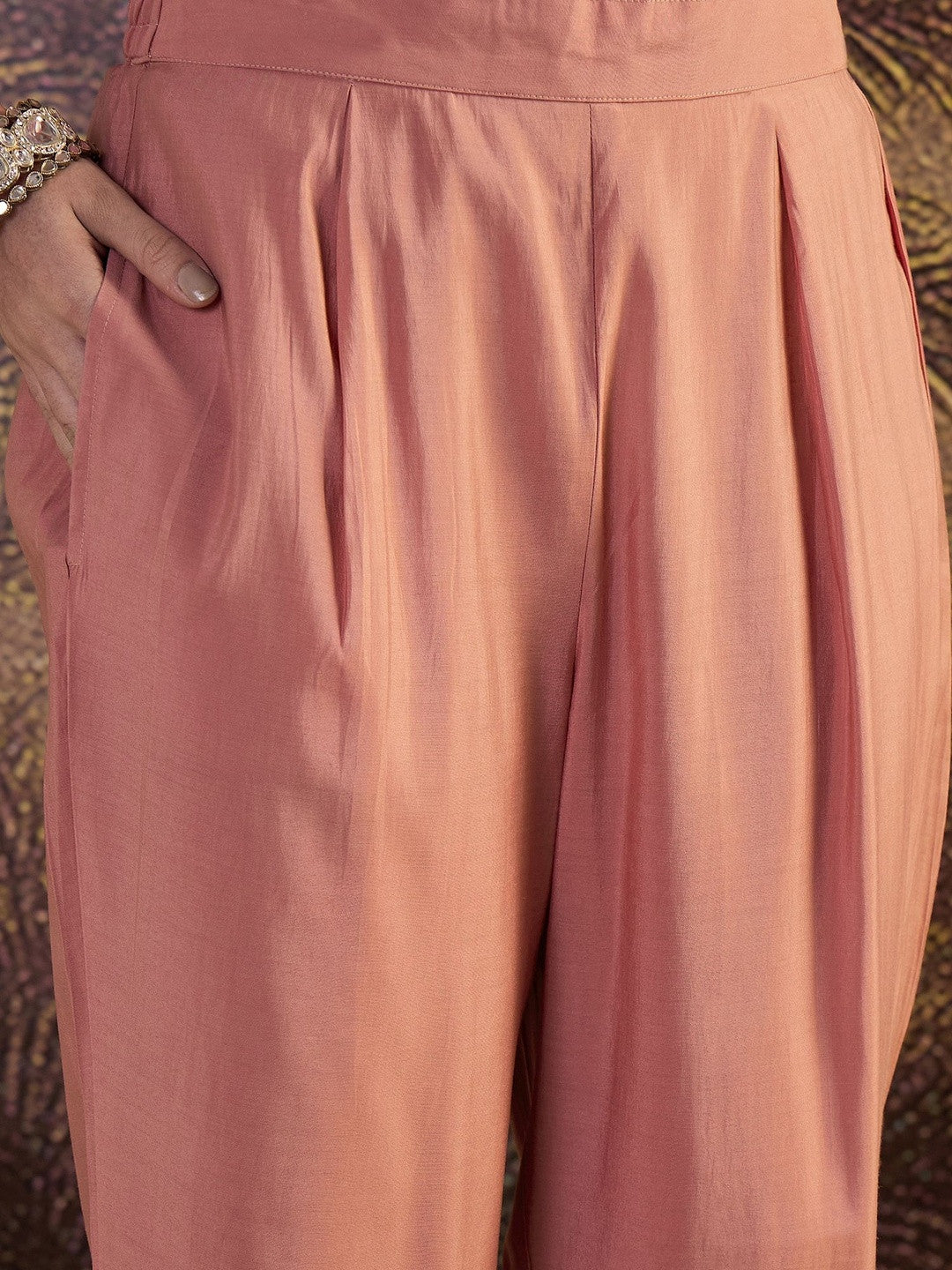 Embroidered V-Neck Kurta & Trousers Kurta Sets