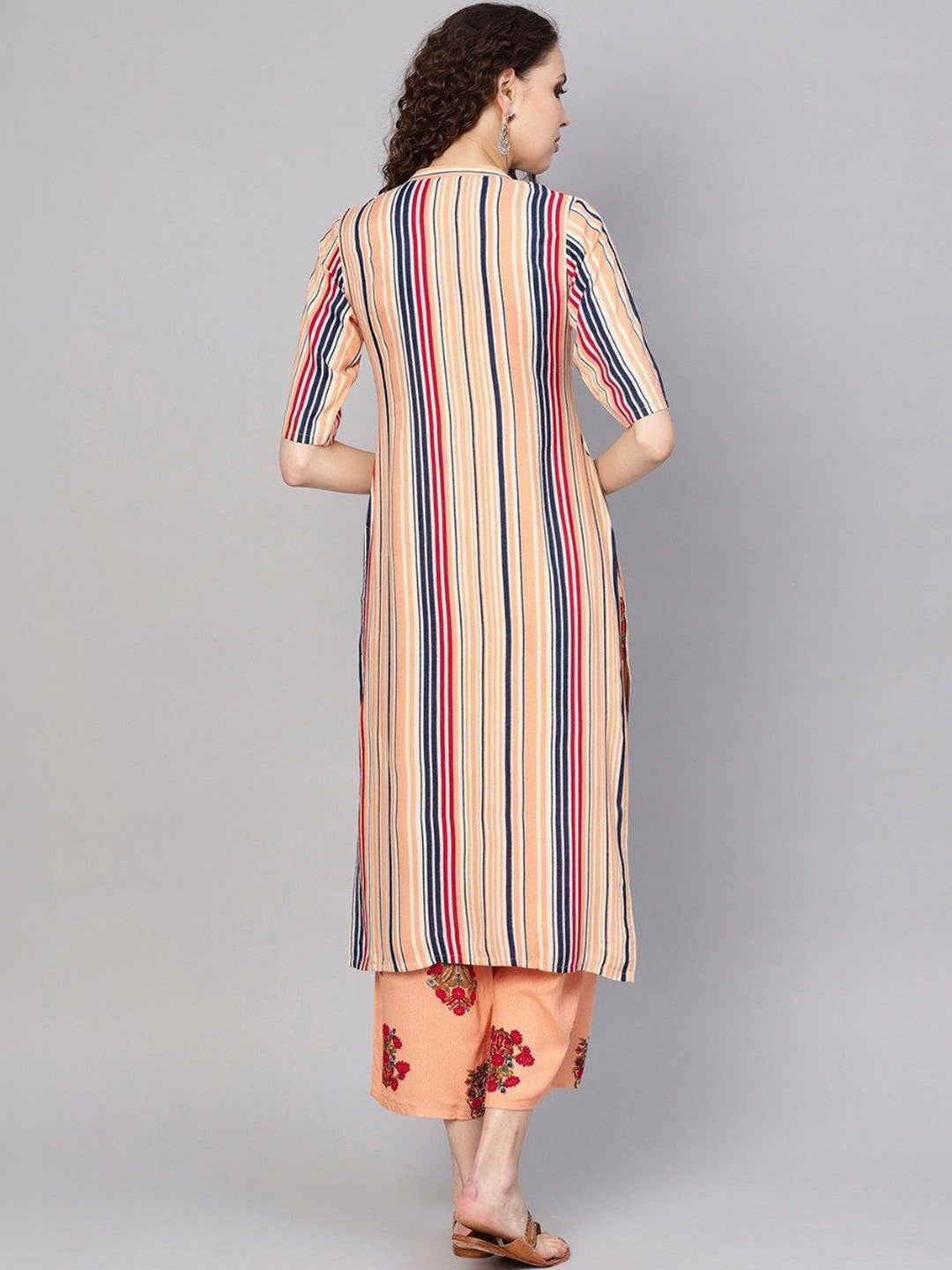 Women Striped Regular Kurta with Palazzos